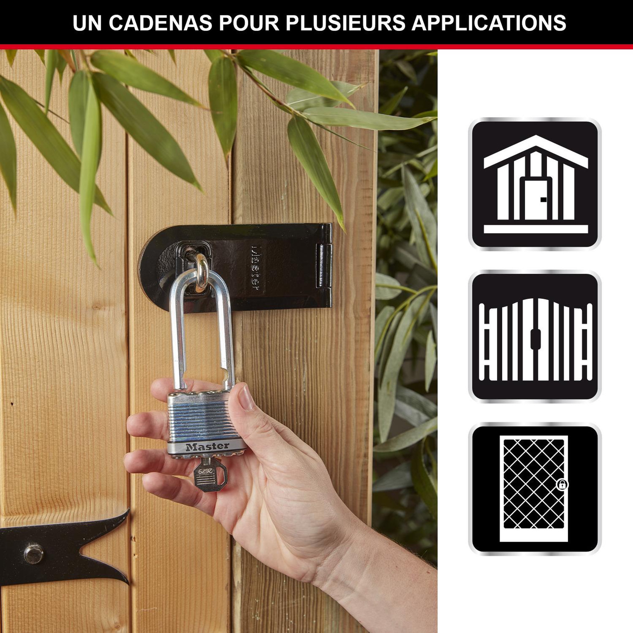 Voir la diapositive 2 : Master lock Cadenas très haute sécurité [a clé] [acier laminé] [extérieur] [anse l] m5eurdlh