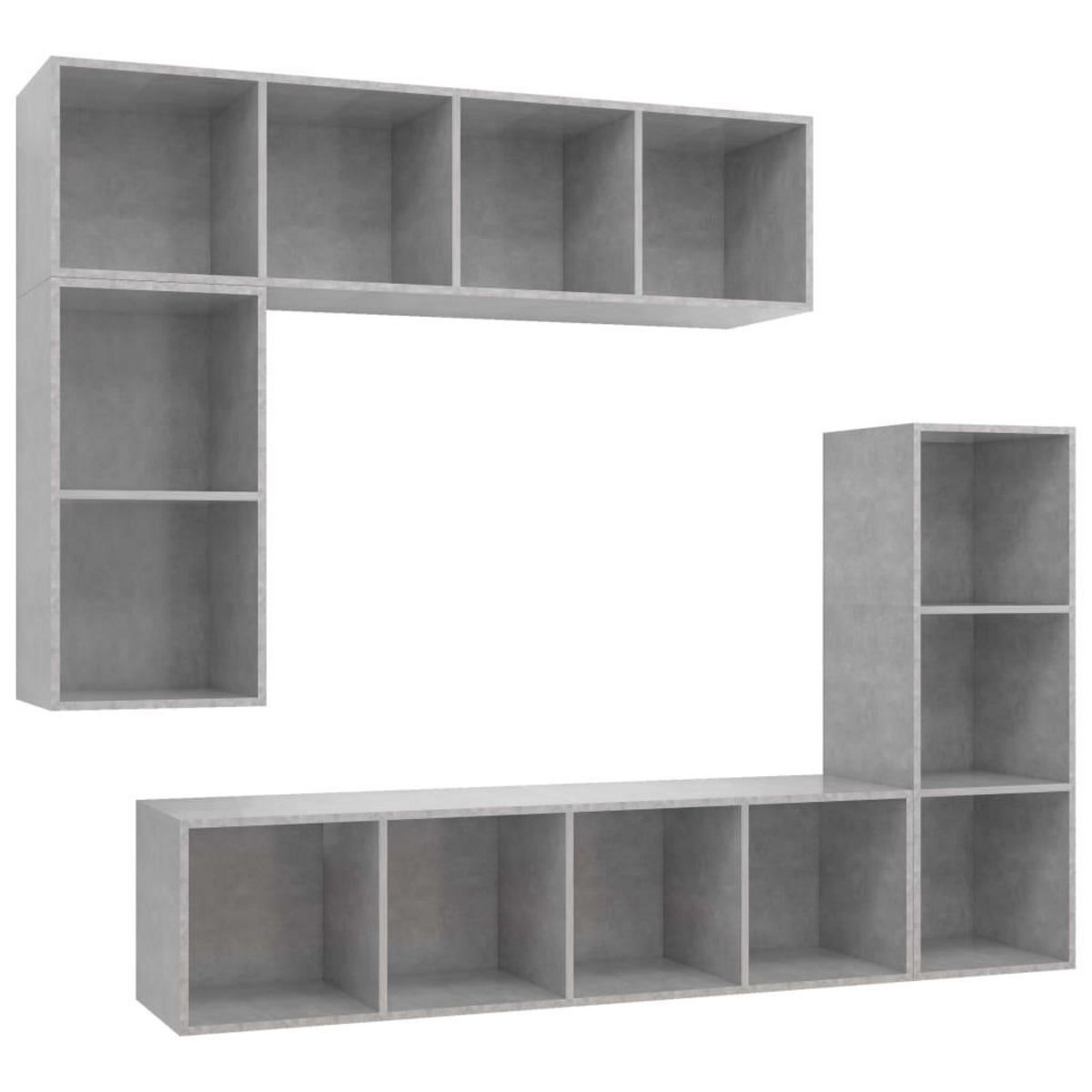VIDAXL Ensemble de meubles TV 4 pcs Gris beton Bois d'ingenierie