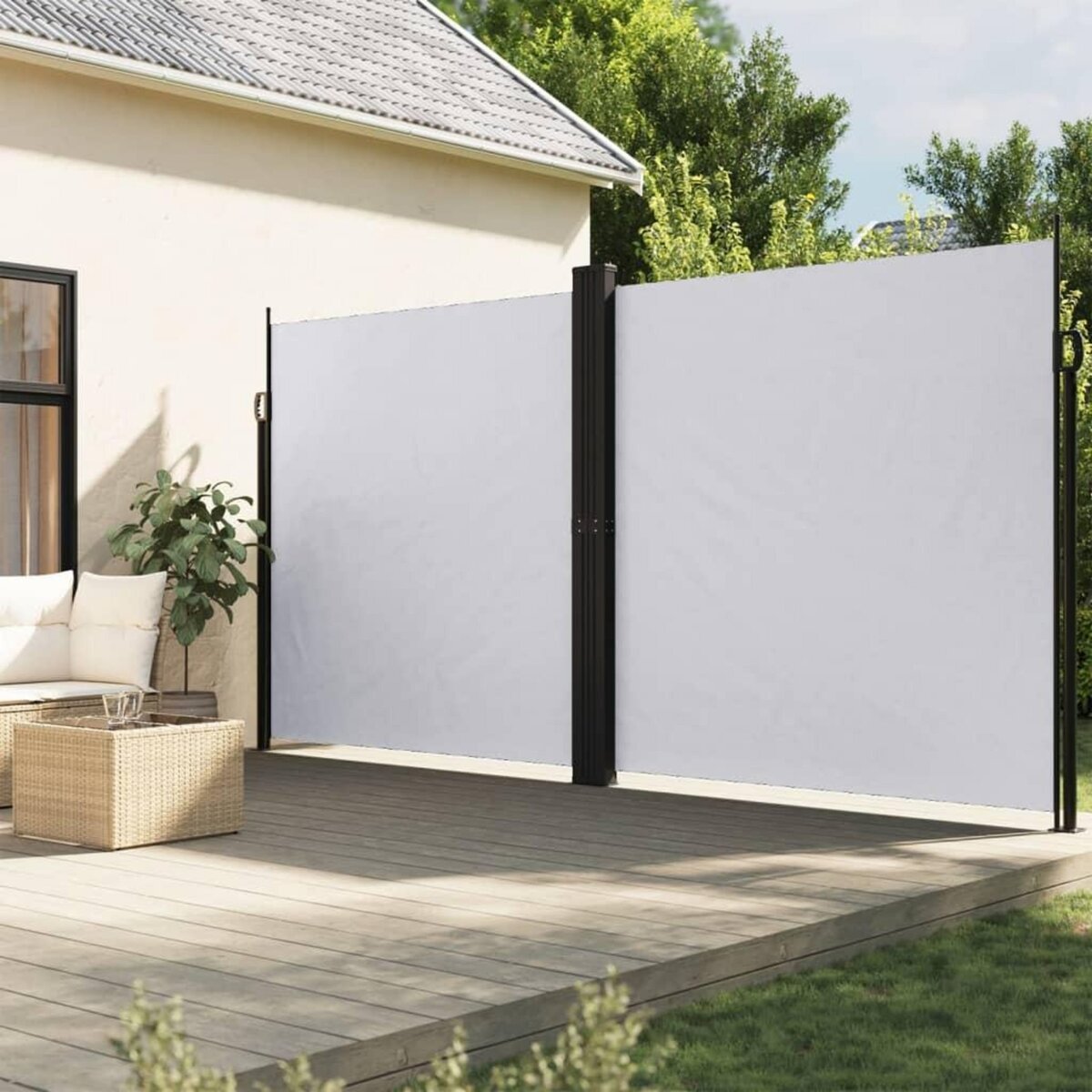 VIDAXL Auvent lateral retractable blanc 200x1200 cm