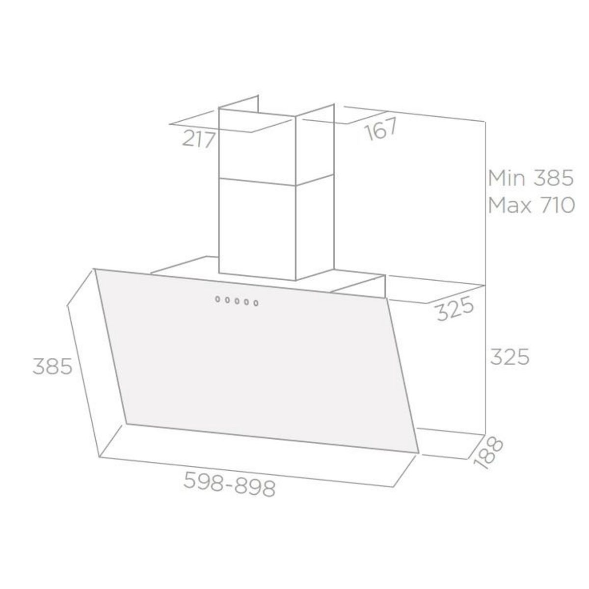 ELICA Hotte décorative inclinée 60cm 613m3/h noir - prf0119819
