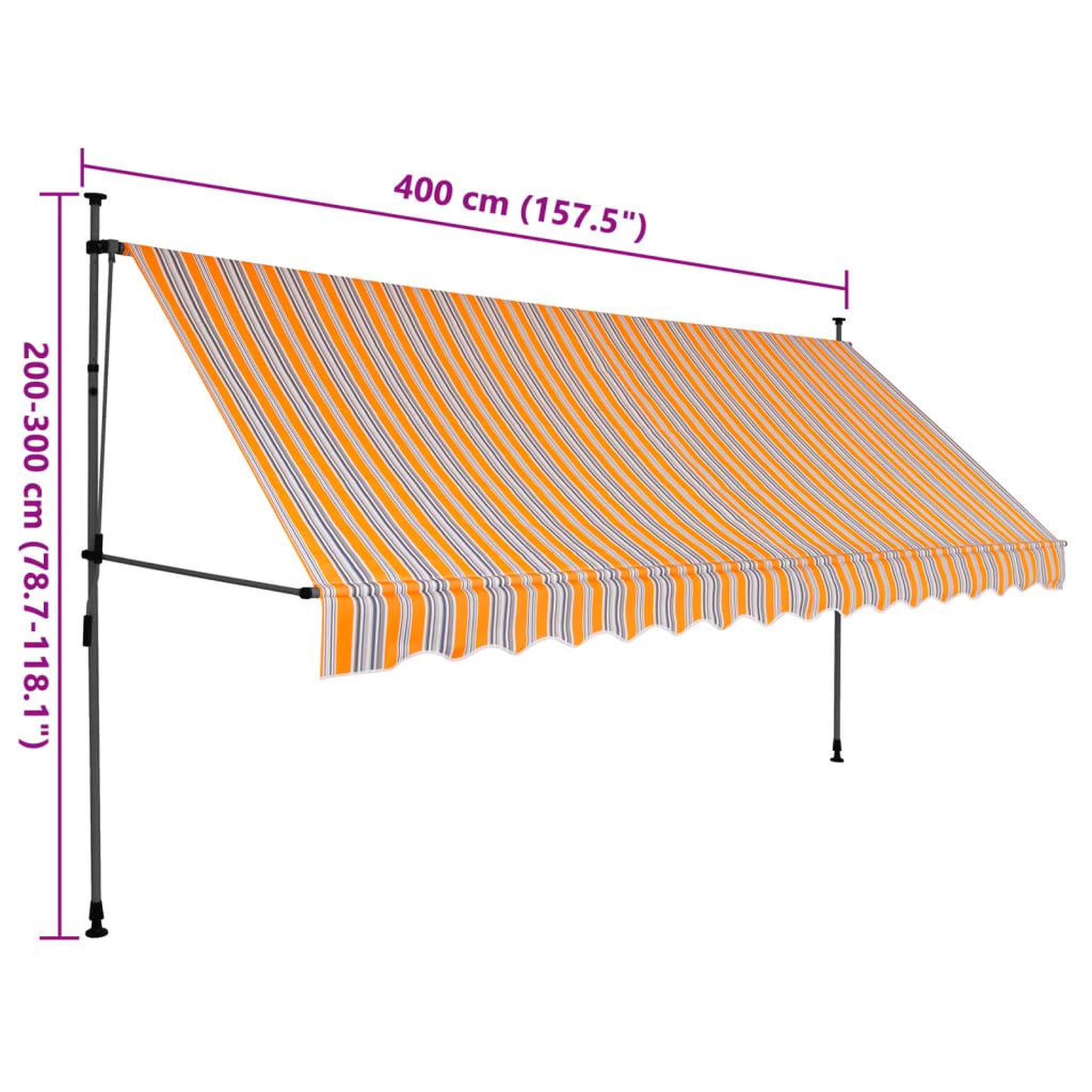 Voir la diapositive 6 : VIDAXL Auvent manuel retractable avec LED 400 cm Jaune et bleu