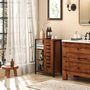 Voir la diapositive 5 : KLEANKIN Meuble de salle de bain sur pied, meuble de rangement, design industriel, structure en acier, 3 étagères ouvertes, placard à 2 niveaux, porte à lamelles, 60 x 30 x 85 cm, marron rustique