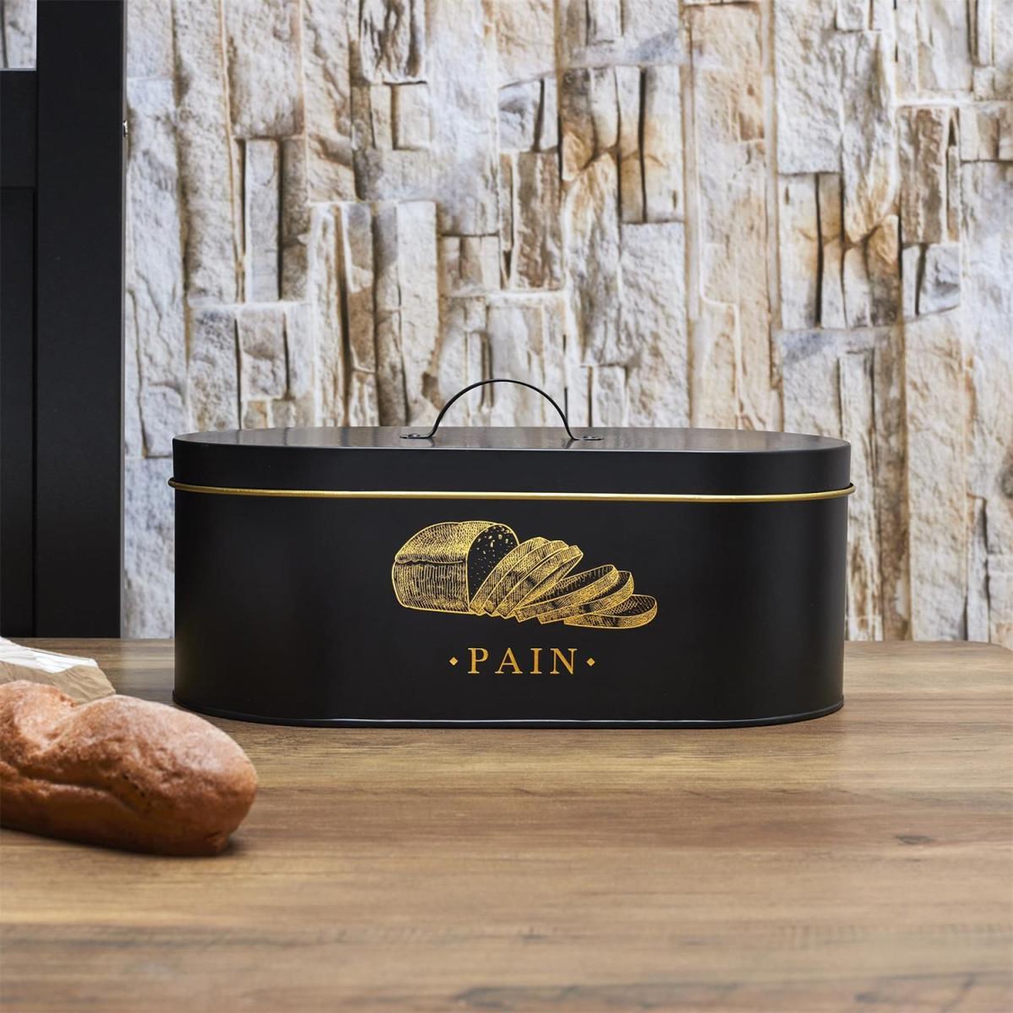 Voir la diapositive 4 : COOK CONCEPT Boîte à pain en métal  lounge  33cm noir