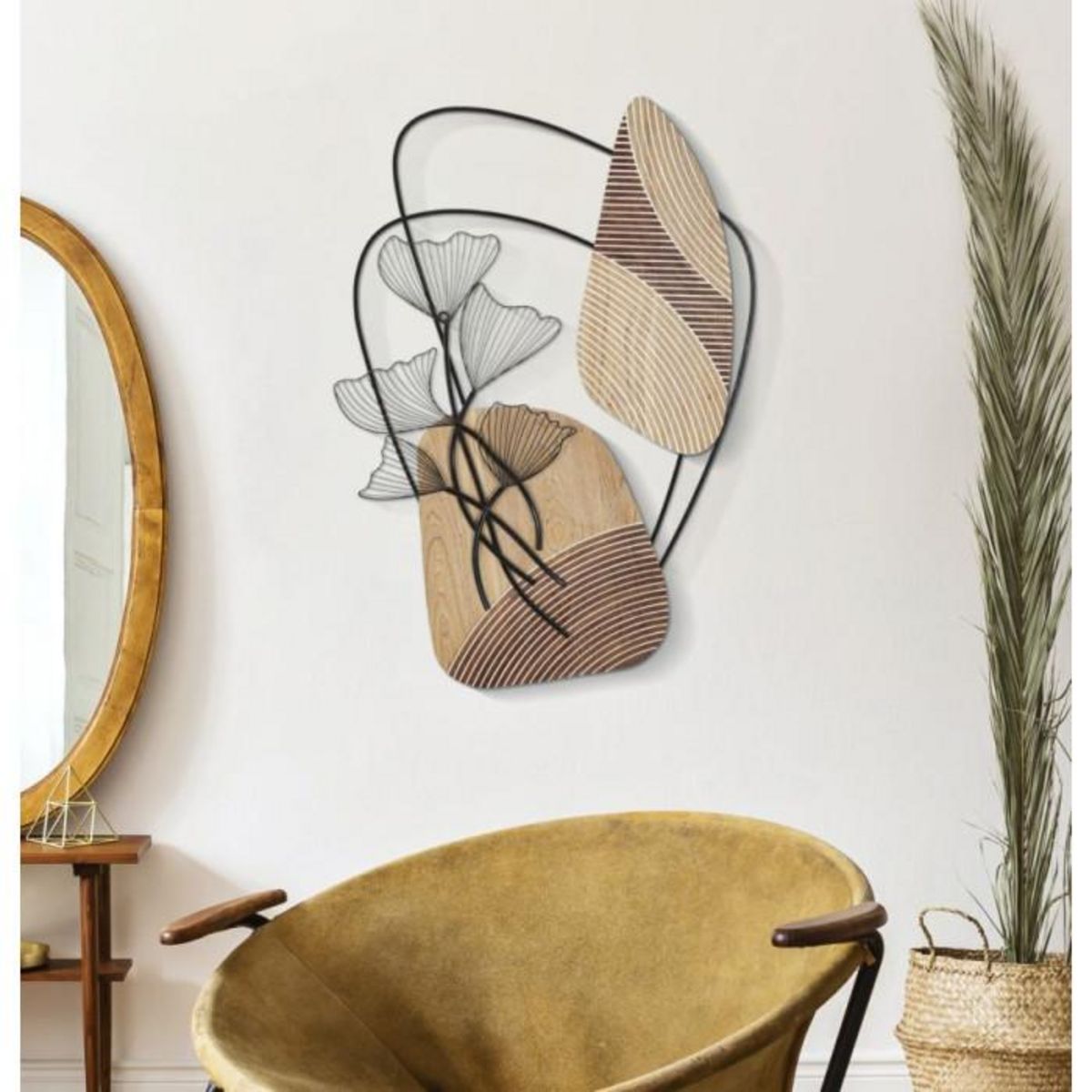 Paris Prix Décoration Murale en Métal  Tali  100cm Naturel & Noir