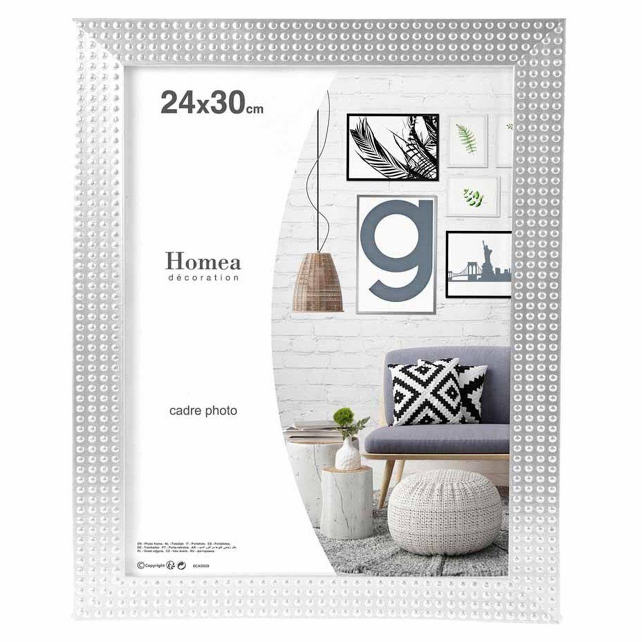 HOMEA Cadre Photo Déco  Esprit Matière  24x30cm Argent