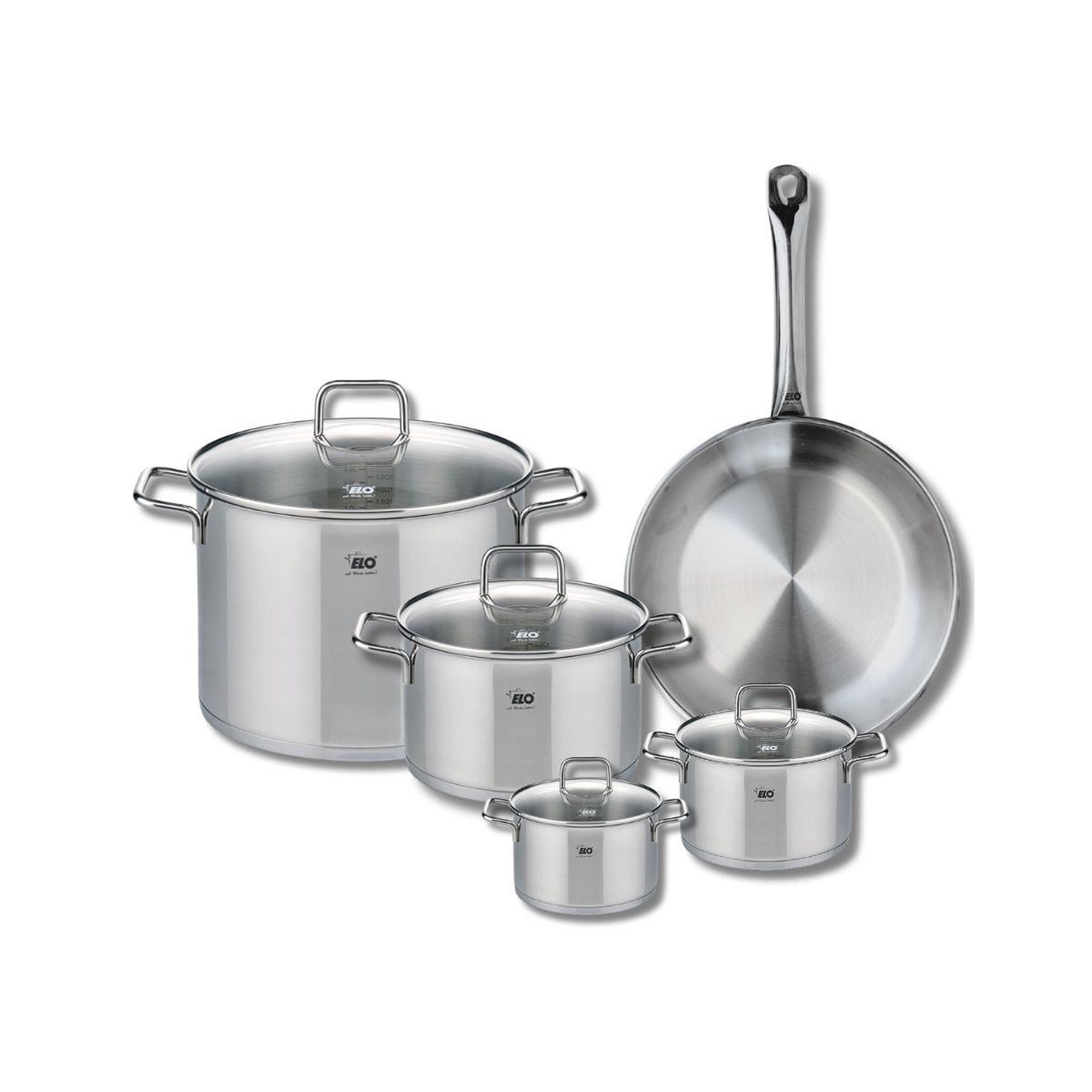 ELO Ensemble de 1 poêle de cuisson 28 cm et 4 faitouts 12, 14, 20 et 26 cm elo profi citrin