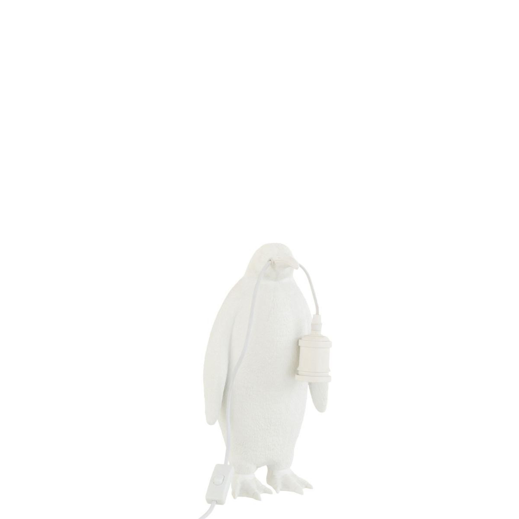 Voir la diapositive 3 : J-LINE Lampe à Poser en Résine  Pingouin  35cm Blanc