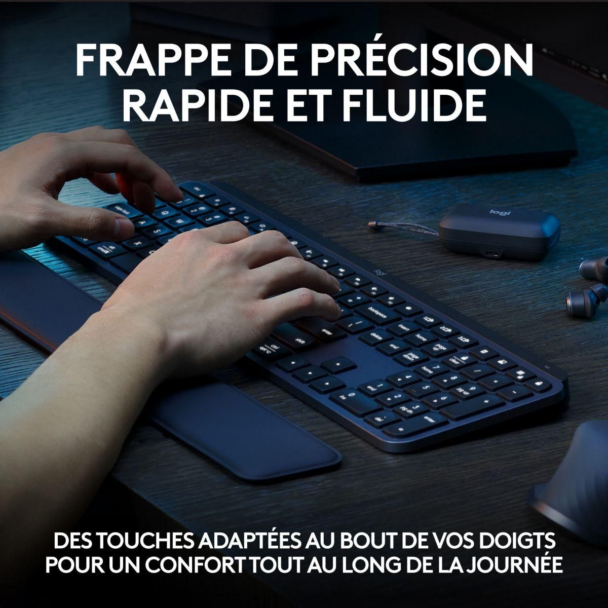 Logitech Clavier sans fil MX Keys S  Silencieux Graphite