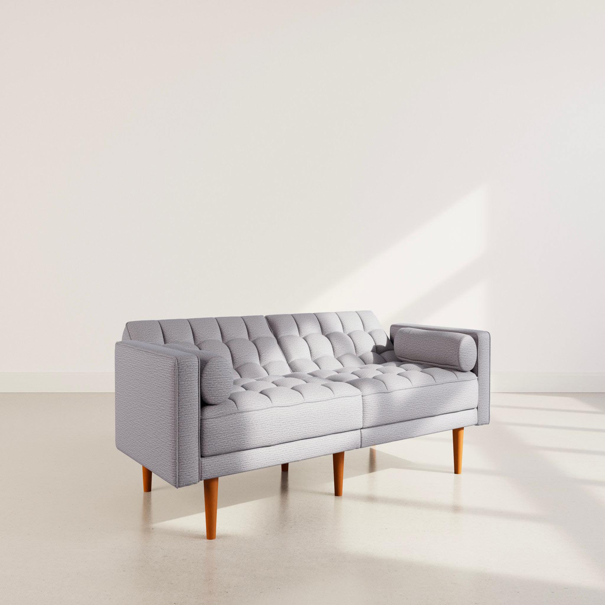 Voir la diapositive 4 : BEST MOBILIER Suzanne - banquette 2 places convertible clic-clac en tissu texturé