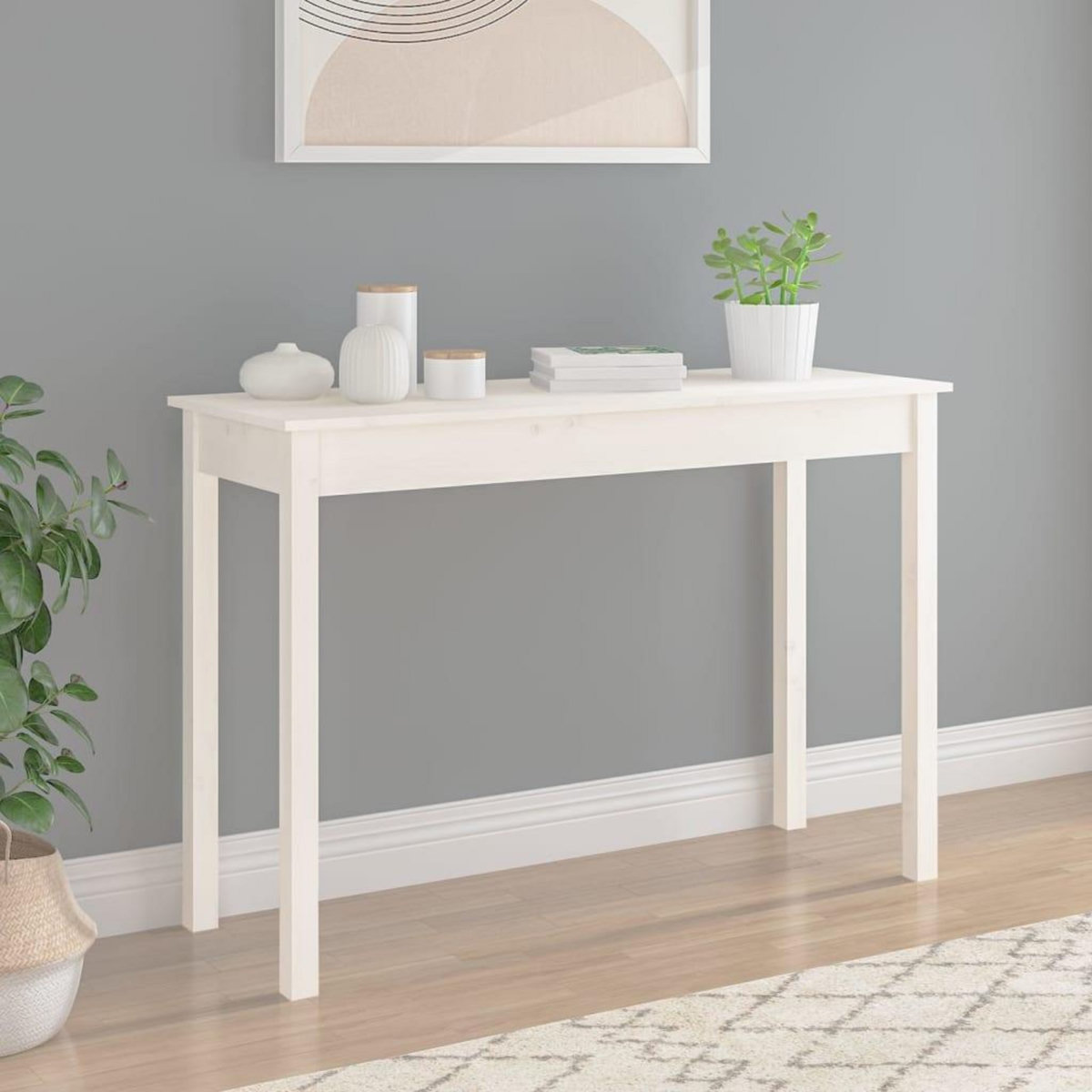 VIDAXL Table console Blanc 110x40x75 cm Bois massif de pin