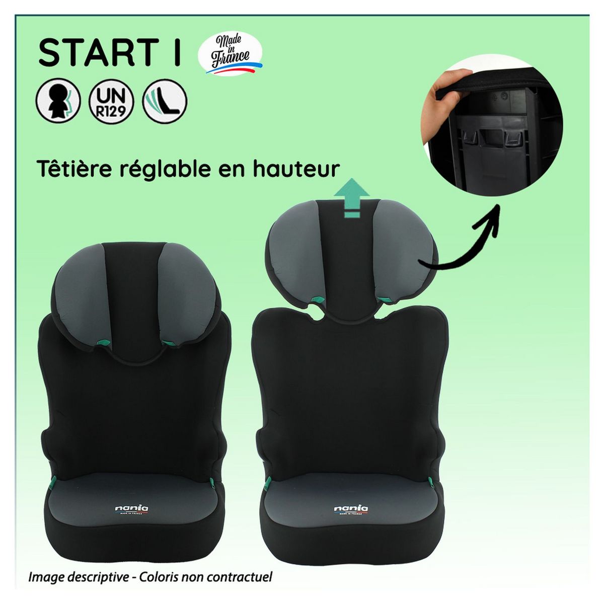 NANIA Siège auto Rehausseur ceinturé START I 106-140 cm R129 i-Size