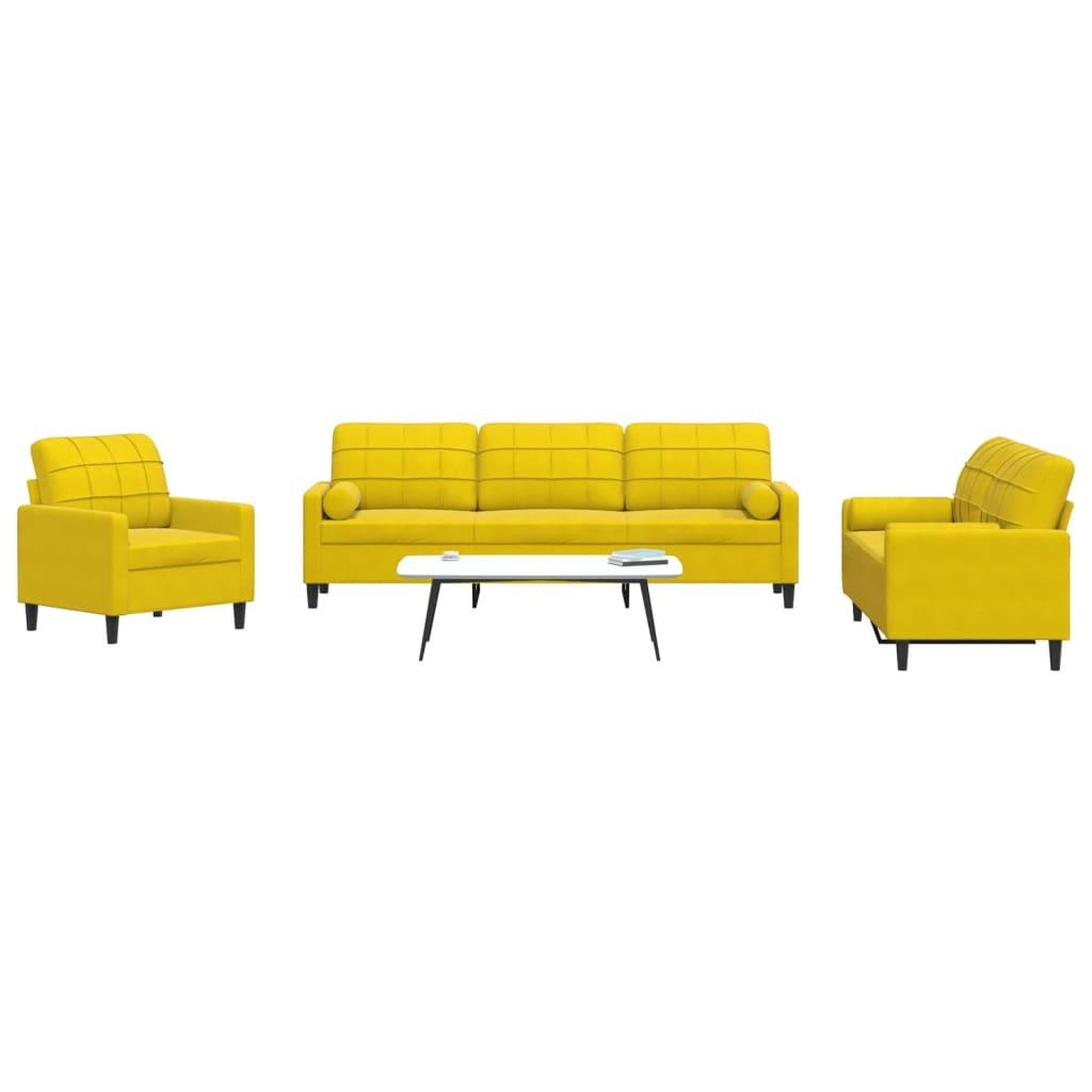 Voir la diapositive 1 : VIDAXL Ensemble de canapes 3 pcs avec coussins et traversins velours