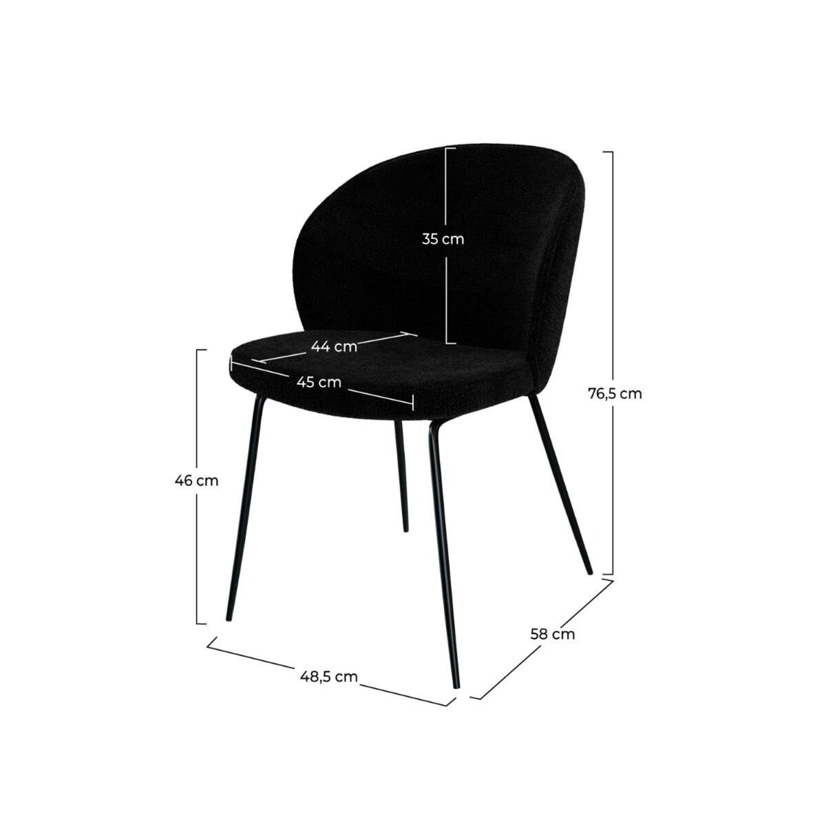 Rendez vous déco Lot de 2 chaises jaunes en tissu bouclette et pied en métal - Groom