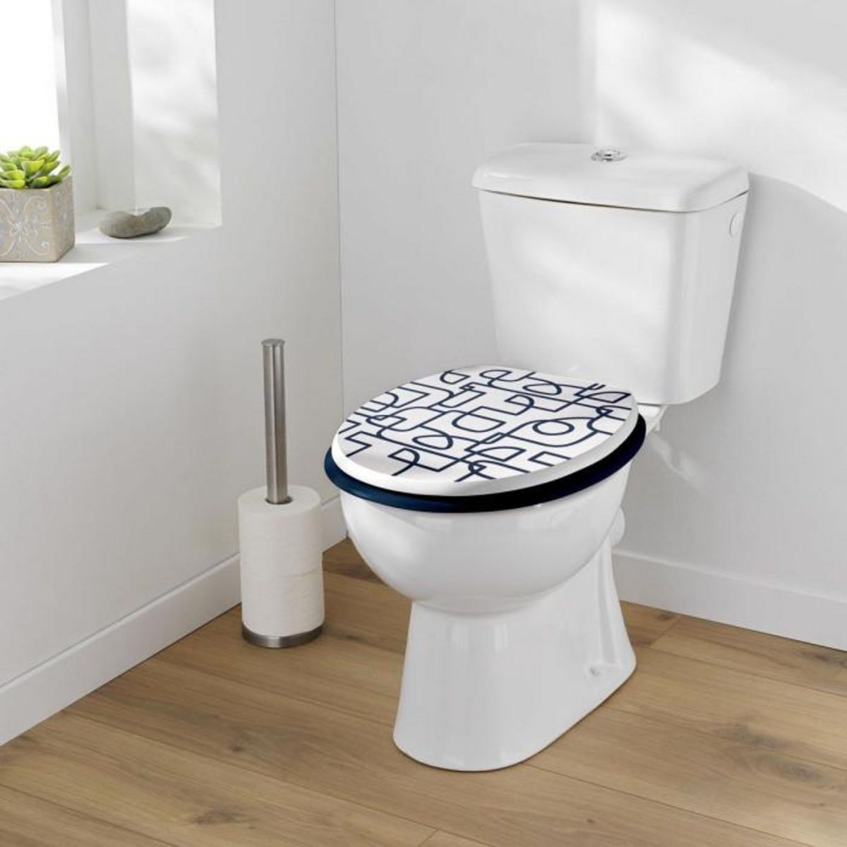 Paris Prix Abattant WC Imprimé  Labyrinthe  46cm Blanc