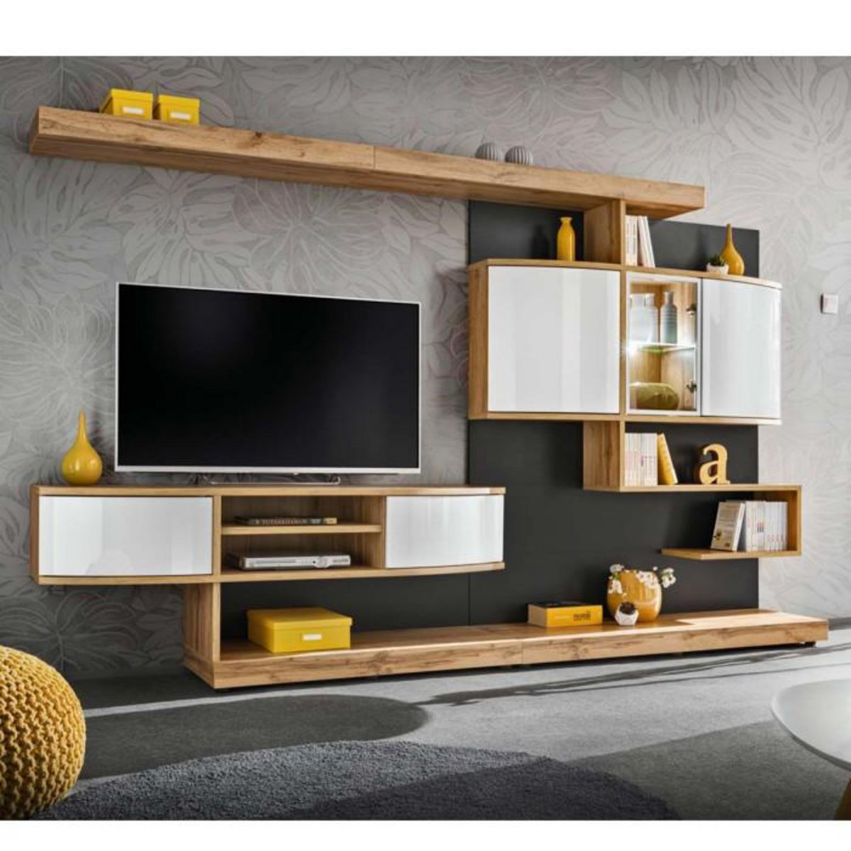 Paris Prix Ensemble Meuble TV  Palermo  300cm Naturel & Anthracite