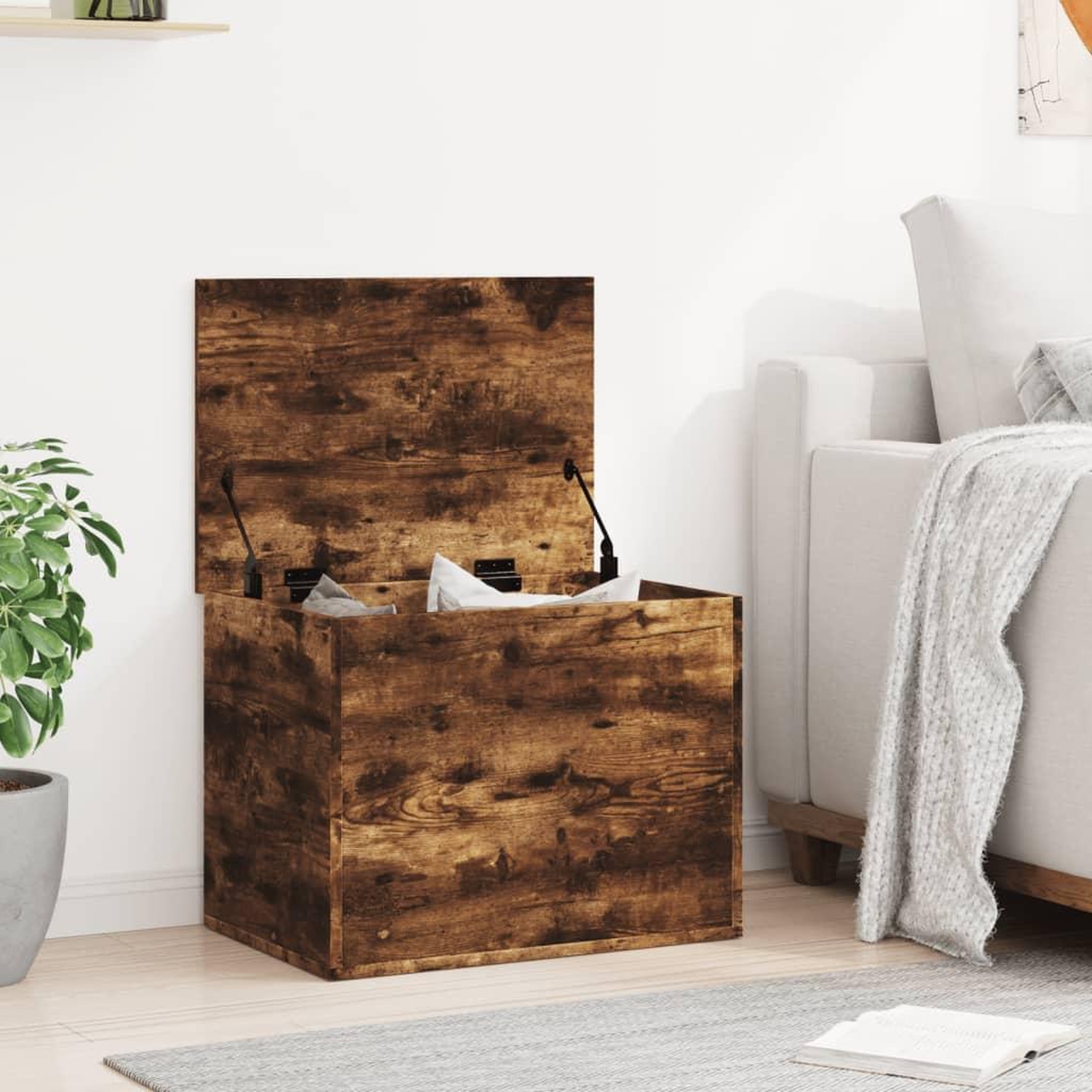 Voir la diapositive 3 : VIDAXL Boîte de rangement chene fume 60x42x46 cm bois d'ingenierie