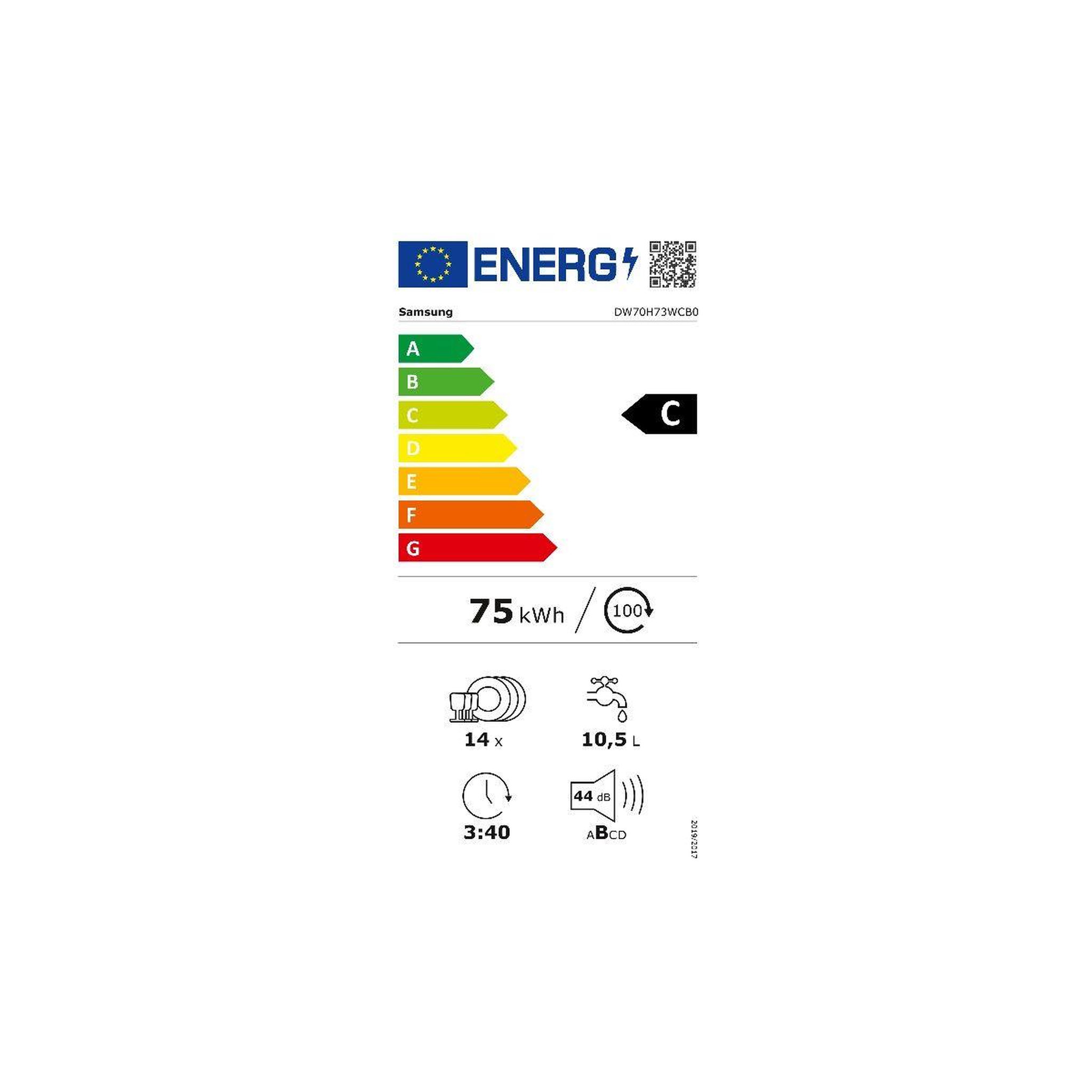 Voir la diapositive 5 : Samsung Lave vaisselle encastrable dw70h73wcb0u1