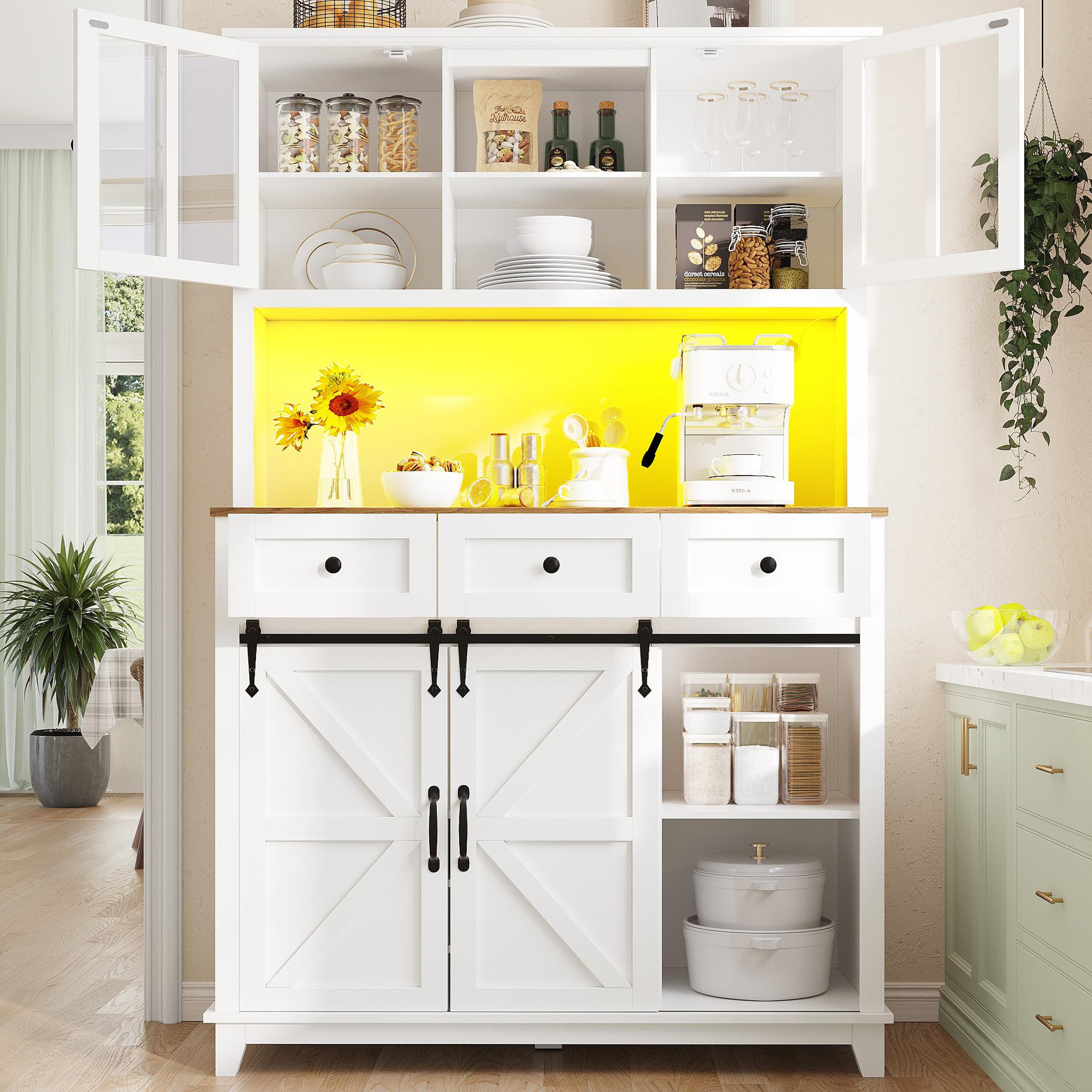 Voir la diapositive 5 : MERAX Buffet de cuisine 4 portes 3 tiroirs