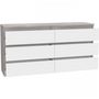 Voir la diapositive 5 : MARKET24 Commode CHELSEA 6 Tiroirs - Couleur blanc/béton clair - L 154 x P 42,2 x H 79,9 cm