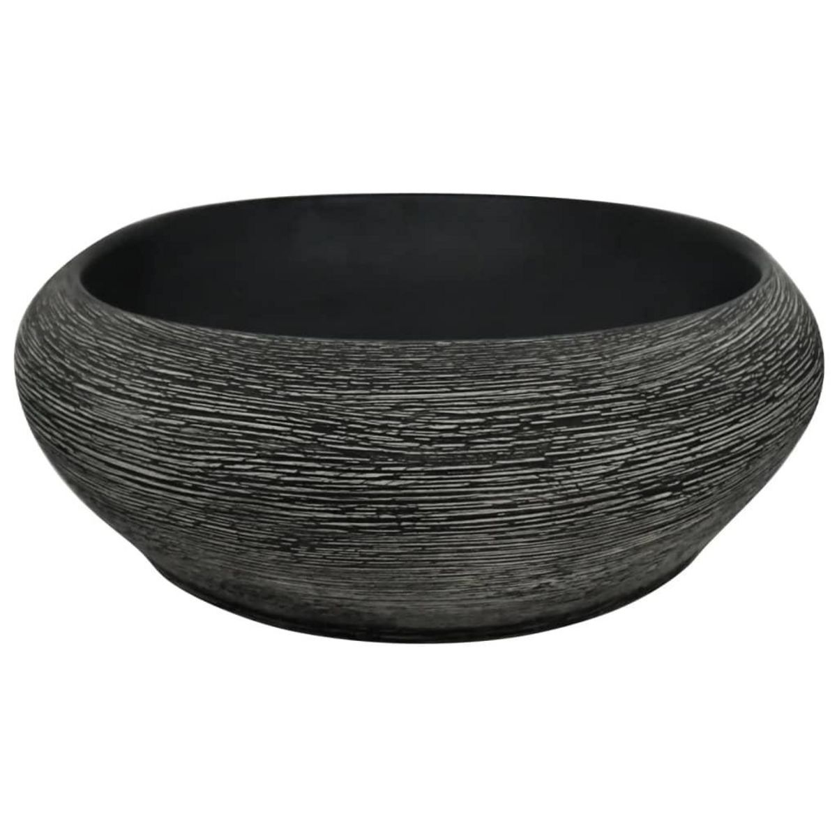 VIDAXL Vasque a poser gris et noir ovale 59x40x14 cm ceramique