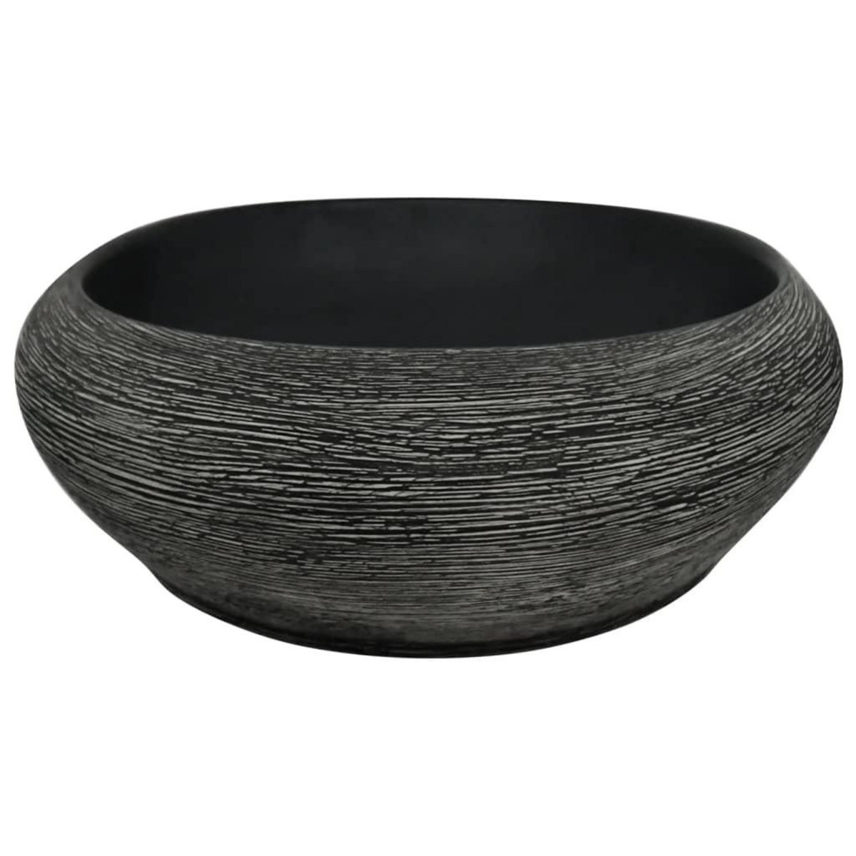 VIDAXL Vasque a poser gris et noir ovale 59x40x14 cm ceramique