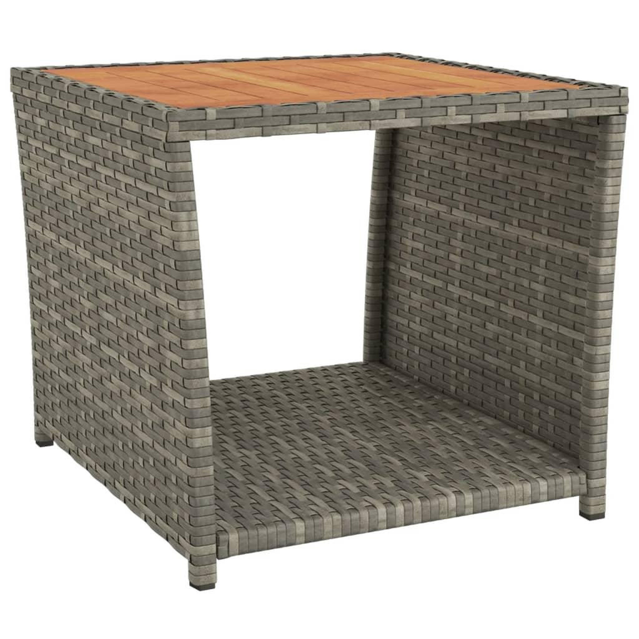 Voir la diapositive 2 : VIDAXL Table a the et dessus en bois Gris Resine tressee Acacia massif
