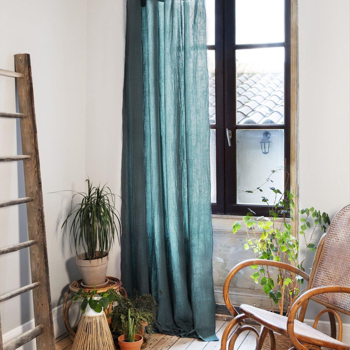 Home collection Rideau ajustable 100% gaze de coton 8 anneaux pince