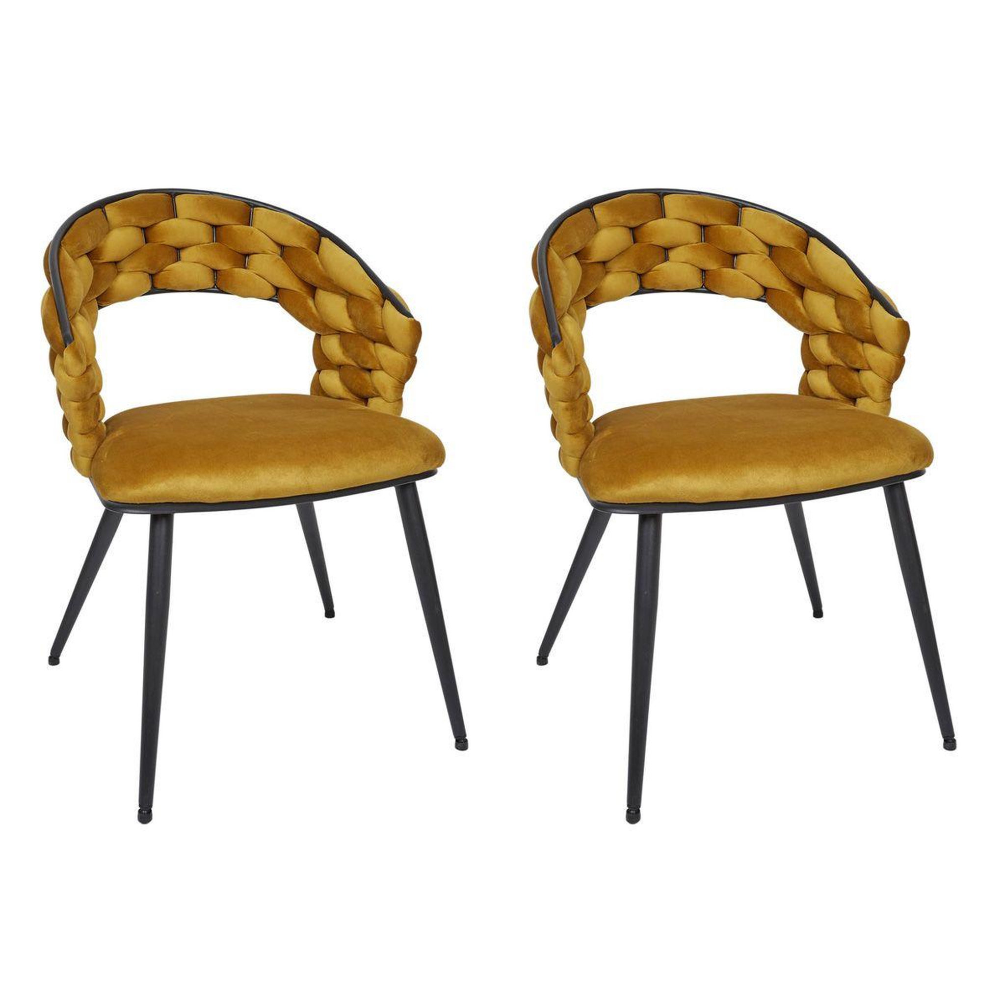 The Home Deco Factory Lot de 2 chaises design  salyer  82cm jaune moutarde