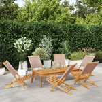 VIDAXL Chaises de jardin pliantes lot de 6 taupe tissu et bois massif