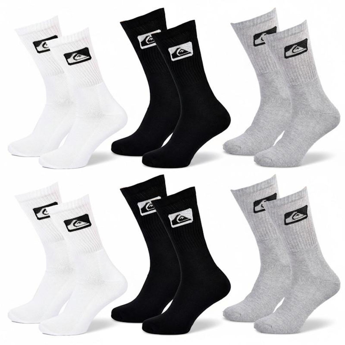 QUIKSILVER Quiksilver Pack de Chaussettes Homme Crew – Lot 6 Paires Sport Cushioned