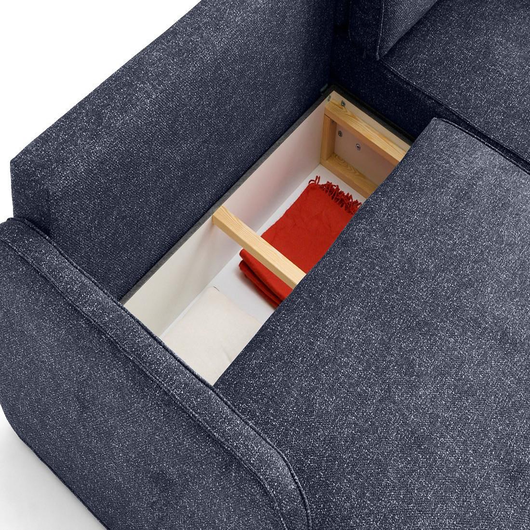 Voir la diapositive 3 : LISA DESIGN Apolline - canapé d'angle réversible 4 places convertible avec coffres en tissu moucheté