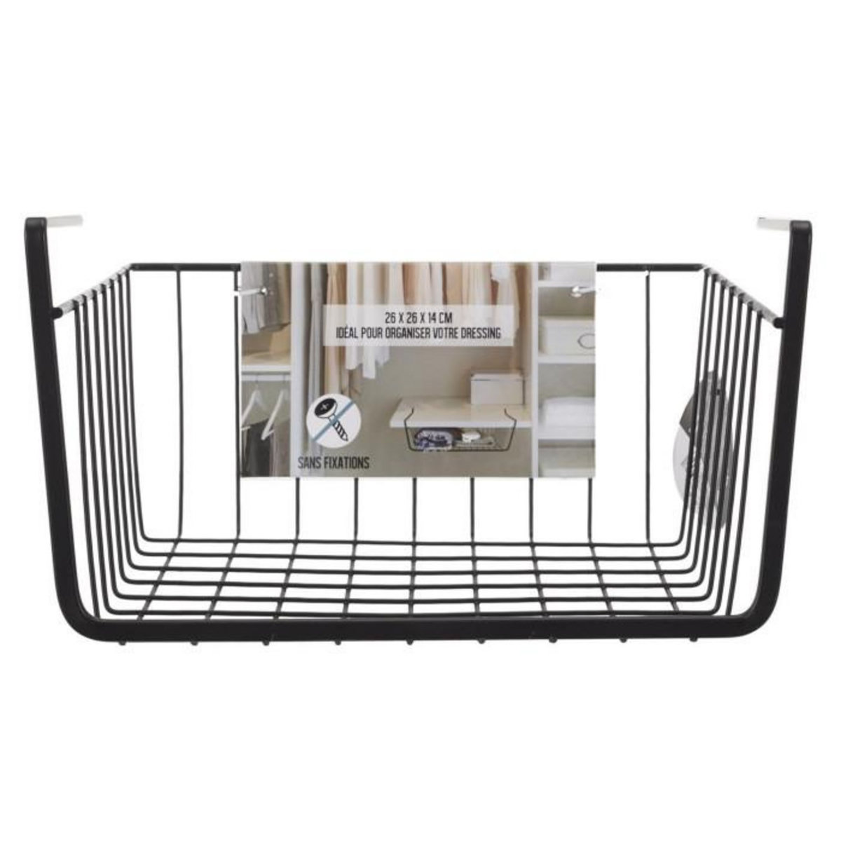 Paris Prix Panier de Rangement Suspendu  Filaire  26cm Noir