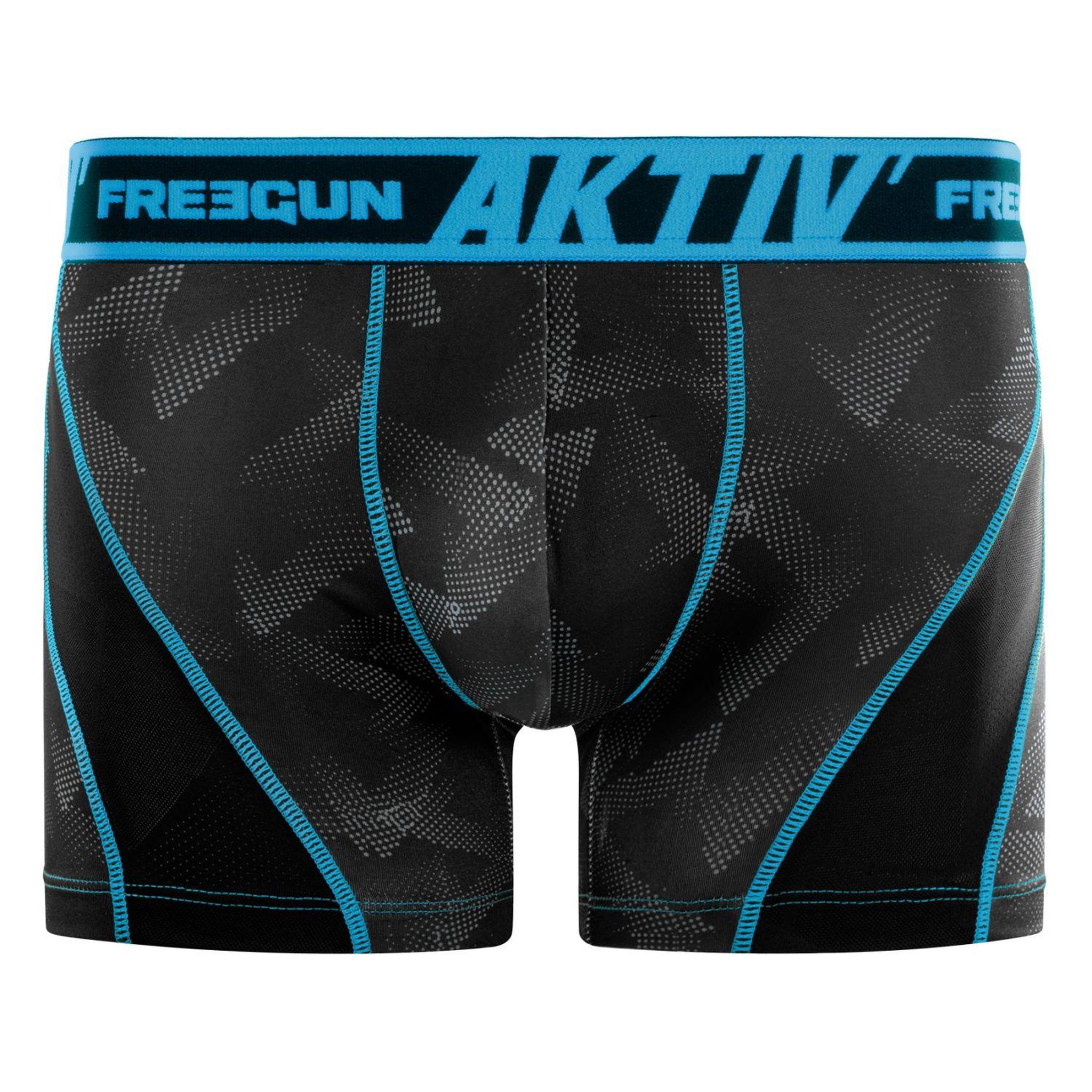 Voir la diapositive 3 : FREEGUN Lot de 4 boxers homme aktiv sport surpiqûres colorées
