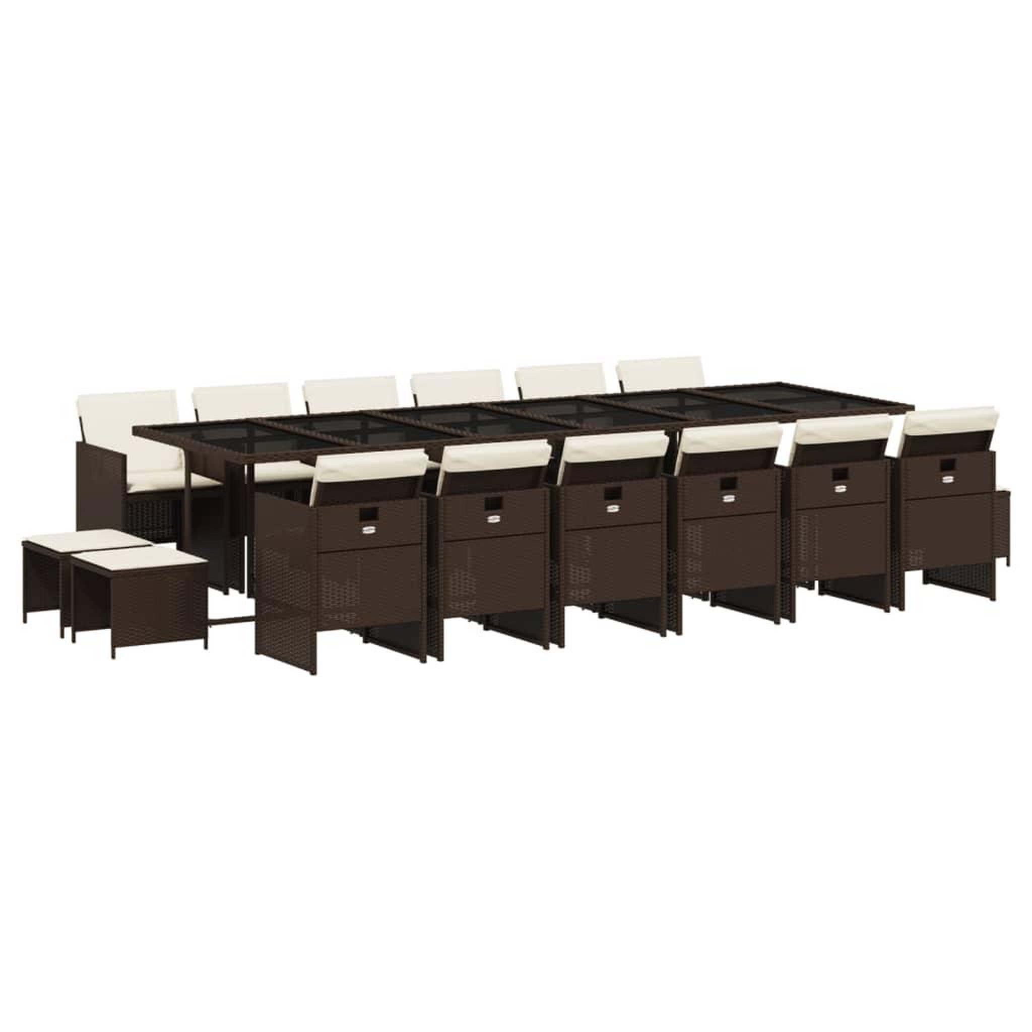 Voir la diapositive 2 : VIDAXL Ensemble a manger de jardin et coussins 17 pcs marron rotin