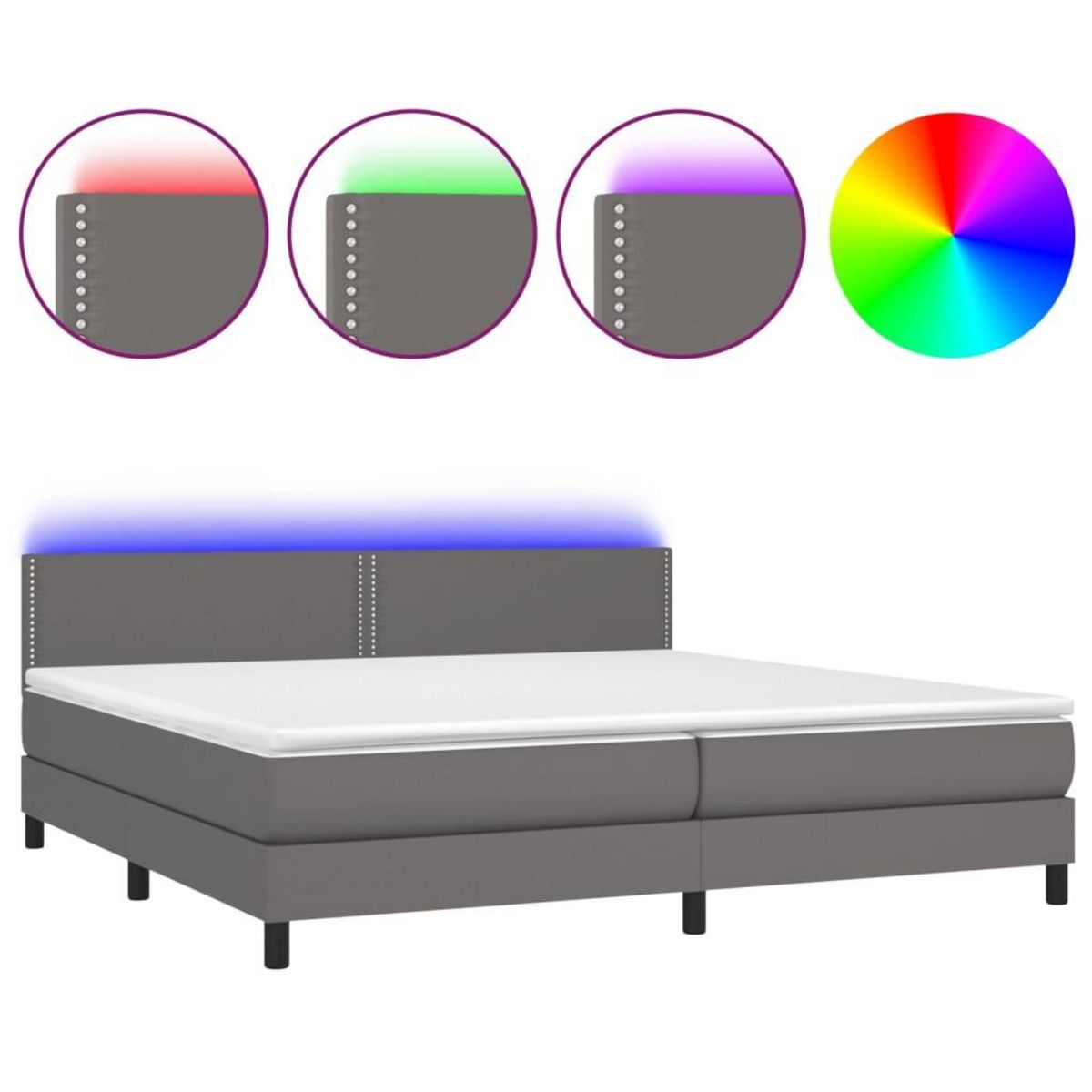 VIDAXL Sommier a lattes de lit avec matelas et LED Gris 200x200 cm