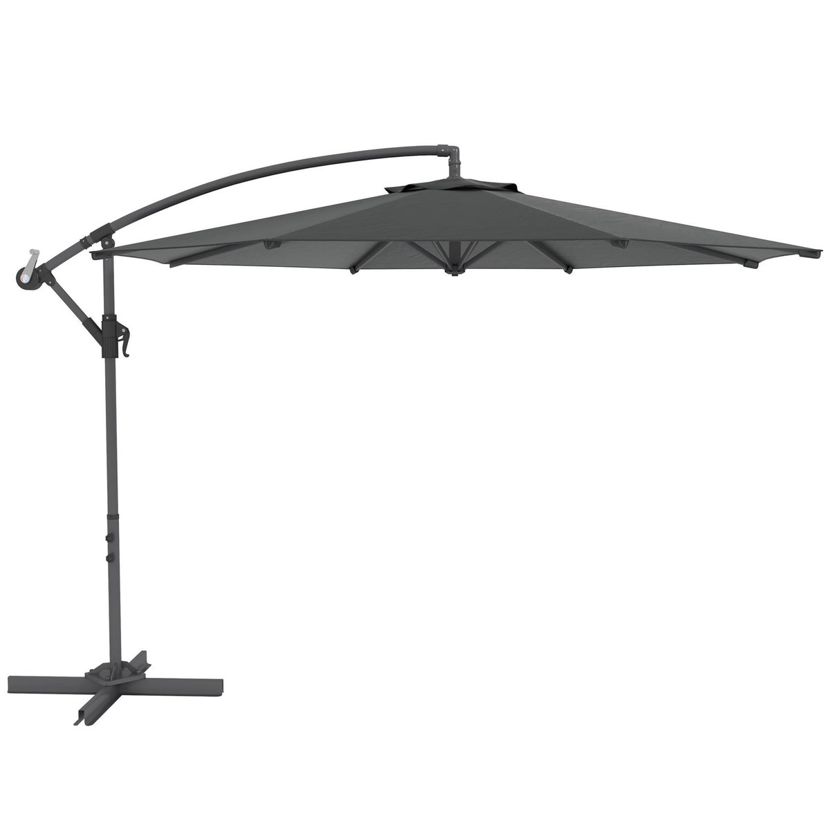OUTSUNNY Parasol déporté octogonal inclinable rabattable diamètre 2,97 m parasol de jardin avec pied en croix anthracite