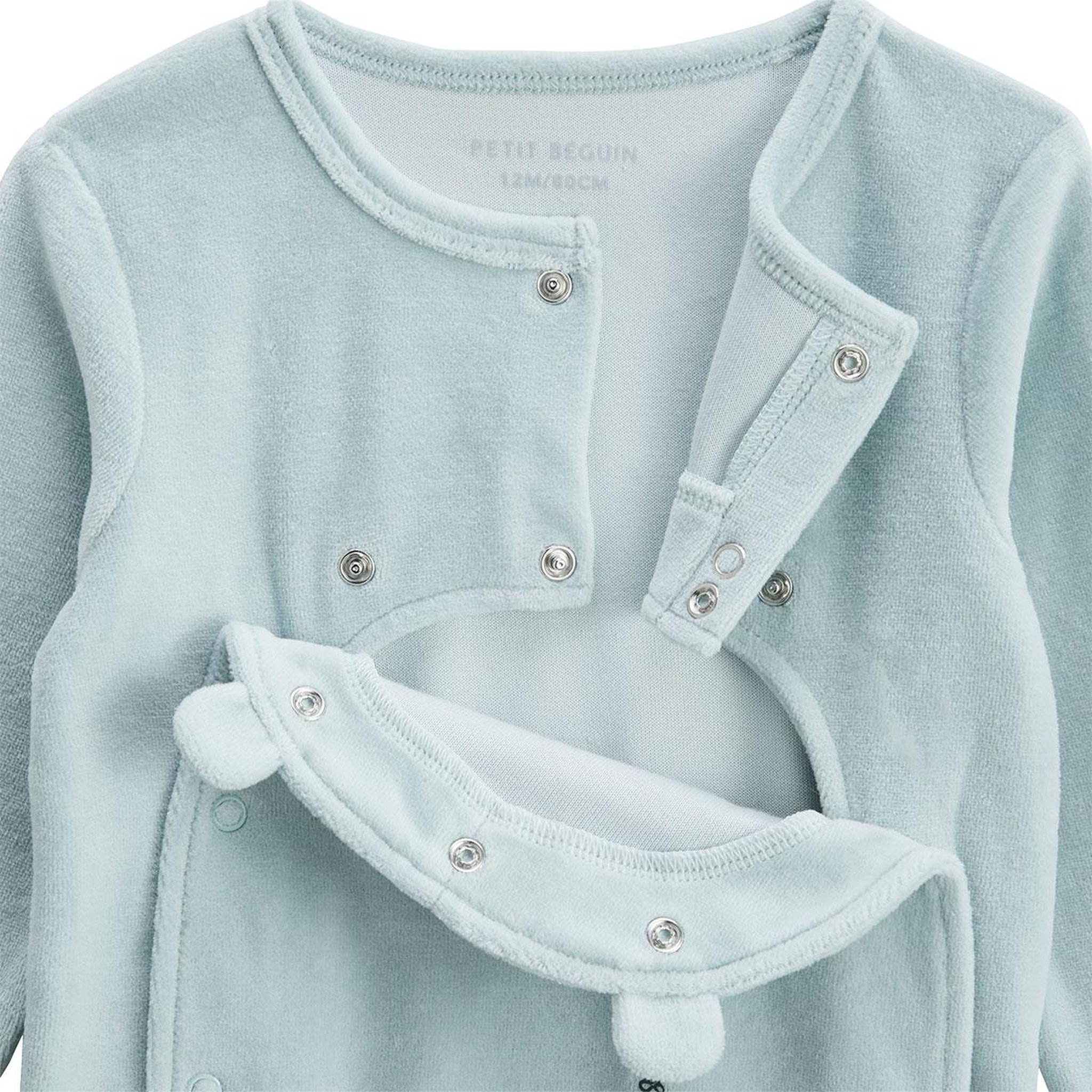 Voir la diapositive 3 : Petit Béguin Pyjama bébé en velours ouverture pont elio