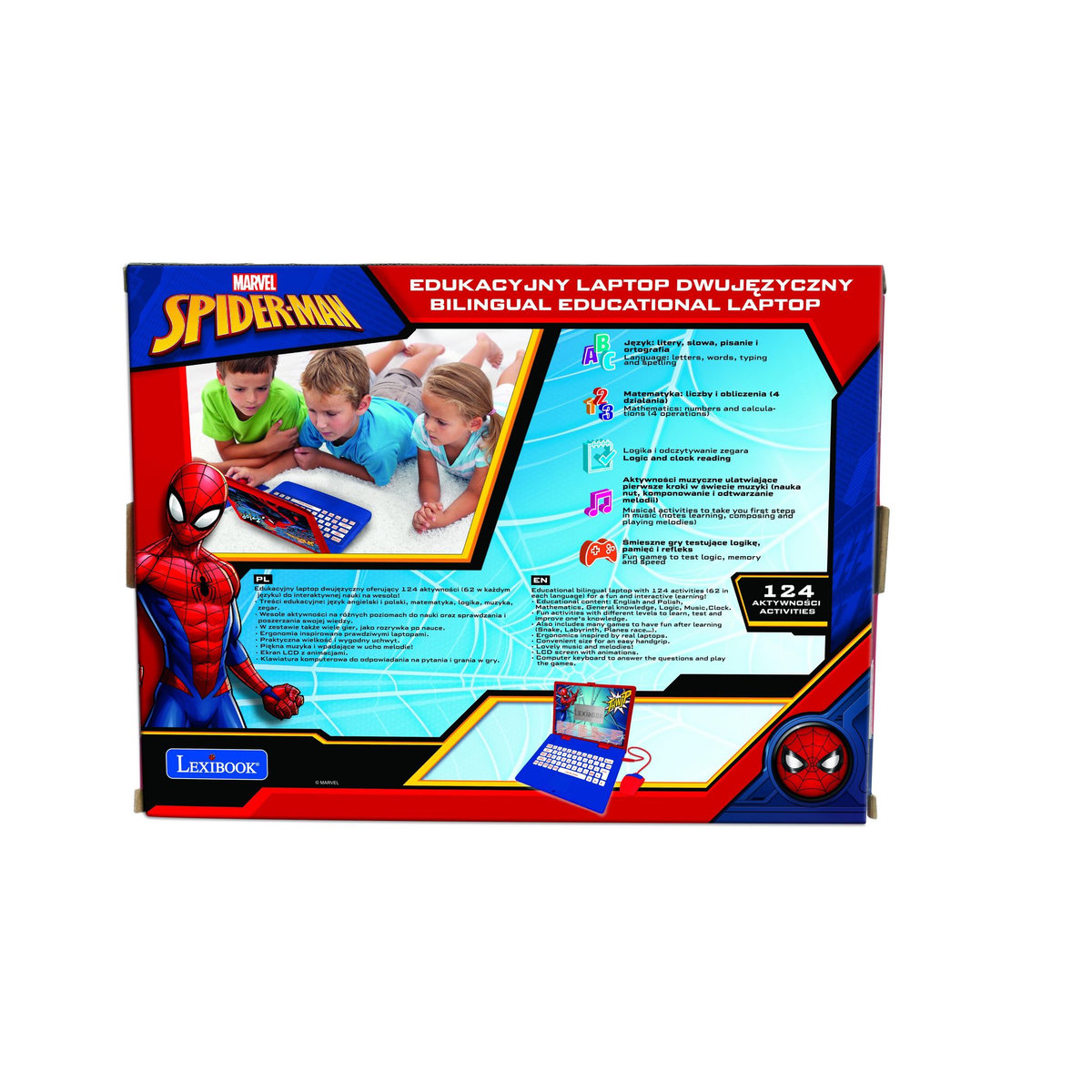 Lexibook Ordinateur portable éducatif bilingue Spiderman (EN/PL)