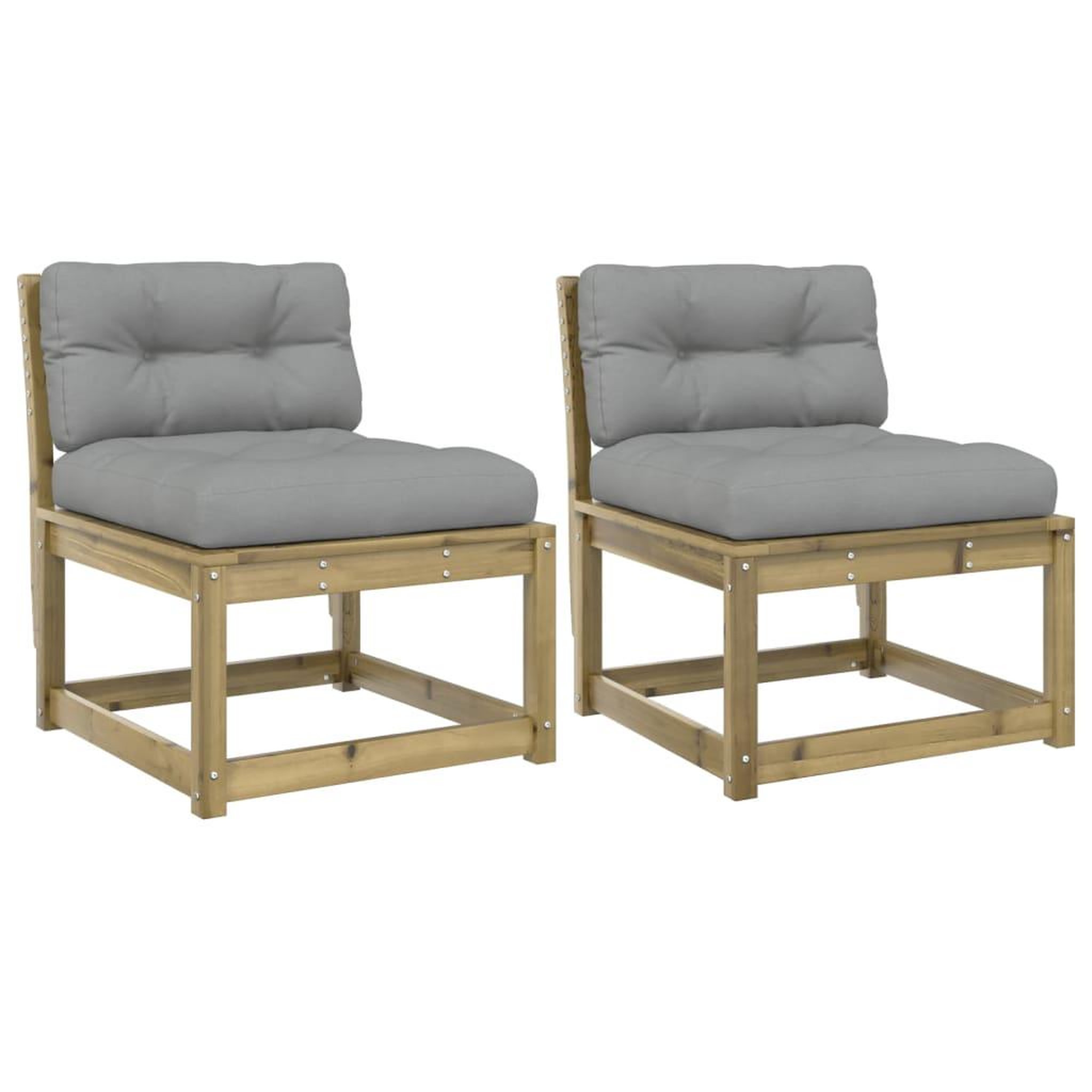 Voir la diapositive 2 : VIDAXL Canapes de jardin avec coussins 2pcs bois de pin impregne