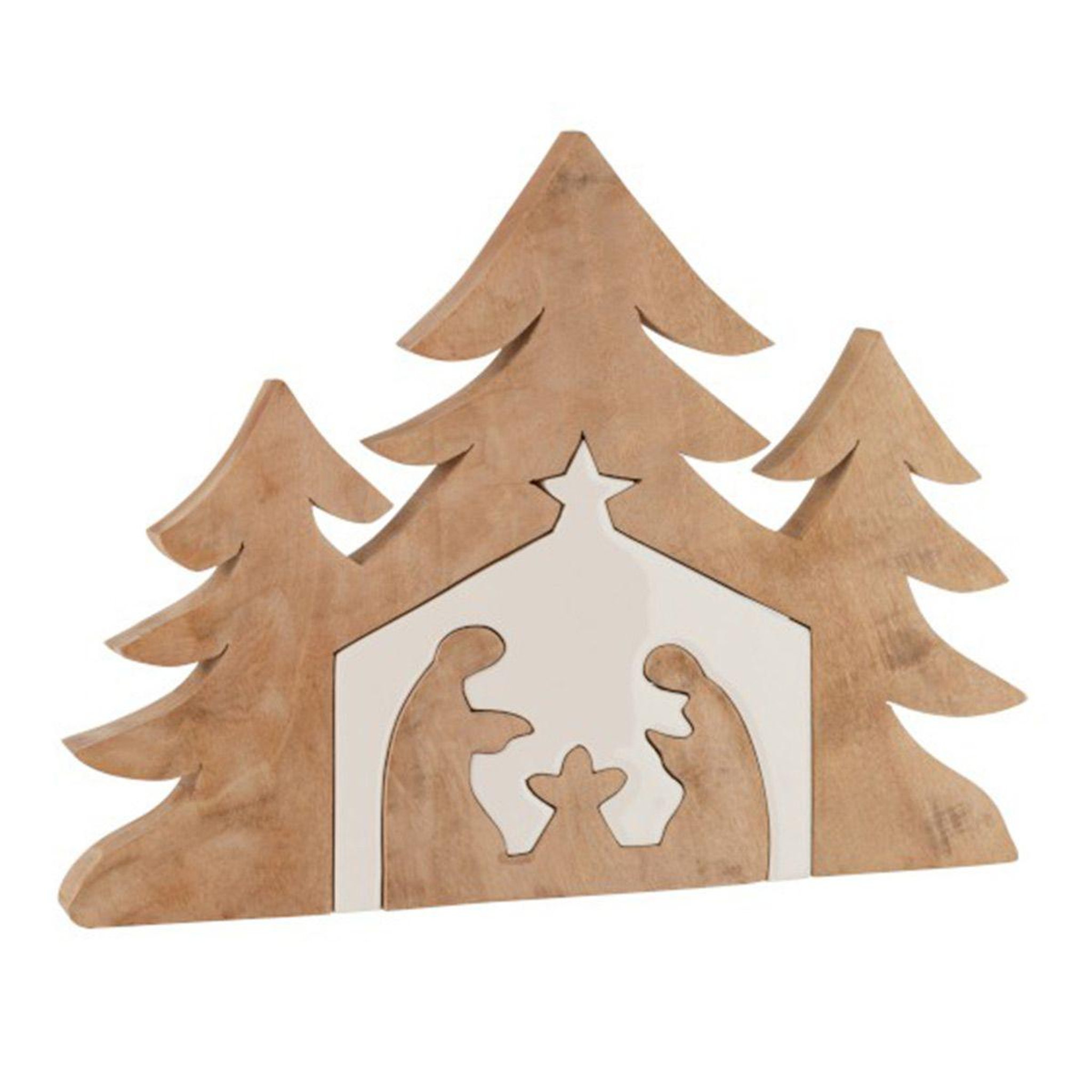 Voir la diapositive 1 : J-LINE Statuette déco noël  crèche puzzle  55cm naturel