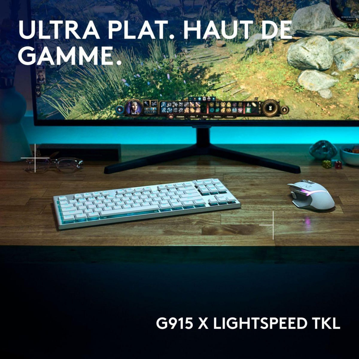 Logitech Clavier gamer sans fil G915 X Lightspeed TKL Tactile Blanc