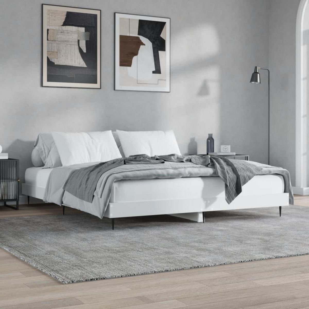 VIDAXL Cadre de lit sans matelas blanc 160x200 cm bois d'ingenierie