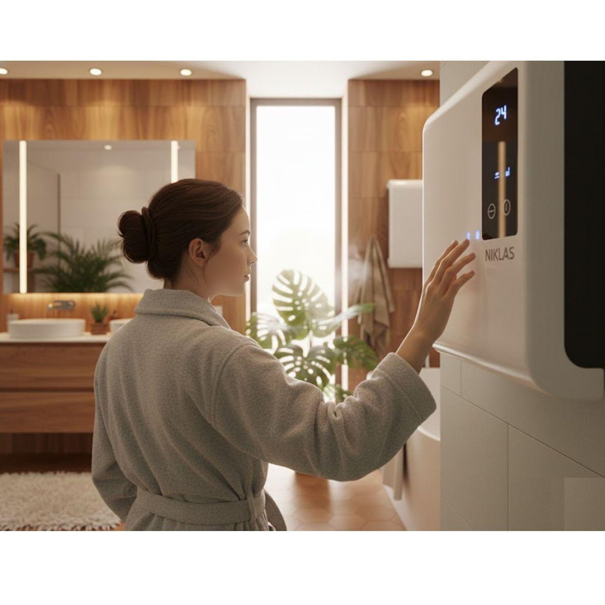 NIKLAS Chauffage électrique mural soufflant 2000W Trendy Numérique Programmable - Chauffage Salle de Bain Chauffe jusqu'à 20 m2  NIKLAS