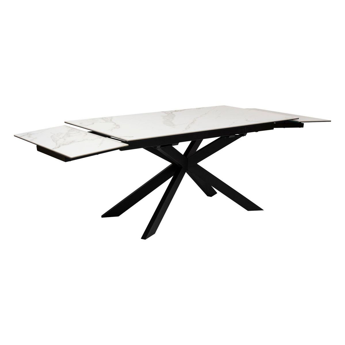 ATMOSPHERA Table à manger extensible en céramique et métal pour 6 à 8 personnes - Blanc