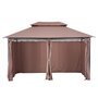 Voir la diapositive 6 : OUTSUNNY Tonnelle barnum pavillon de jardin style colonial double toit toiles latérales amovibles 3L x 4l x 2,65H m chocolat