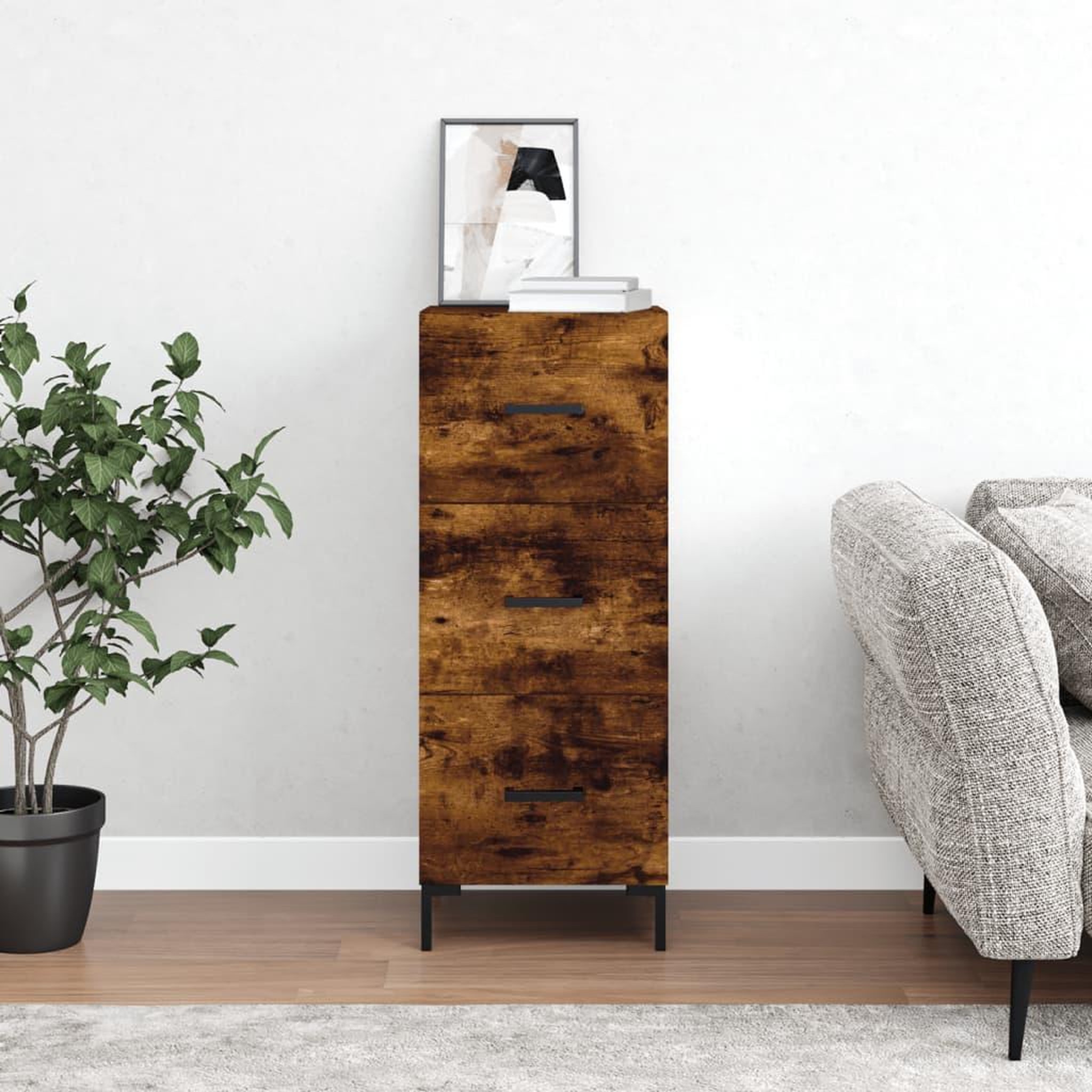 VIDAXL Buffet Chene fume 34,5x34x90 cm Bois d'ingenierie