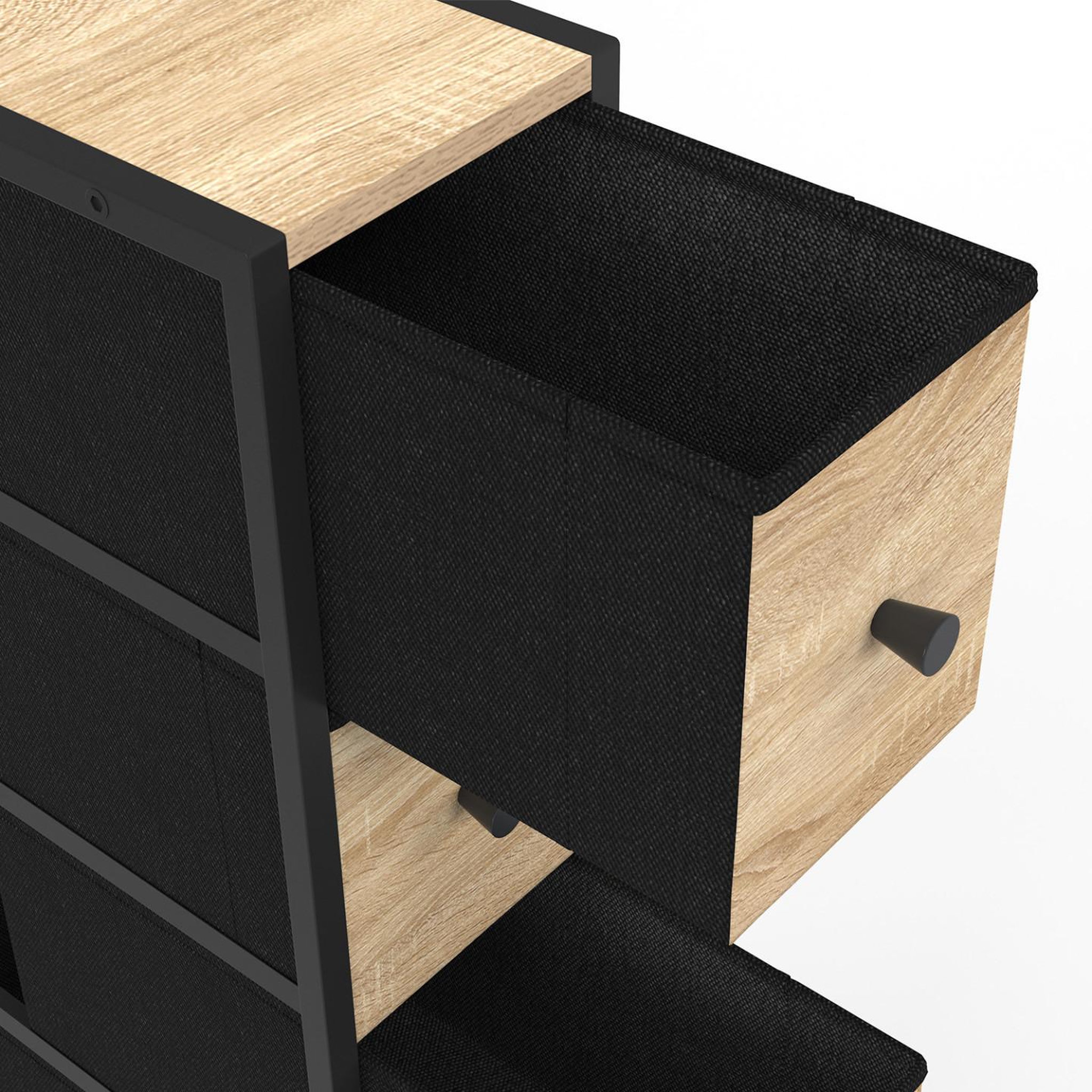 Voir la diapositive 6 : ID MARKET Tour de rangement 4 tiroirs utah sur roulettes colonne gain de place design industriel