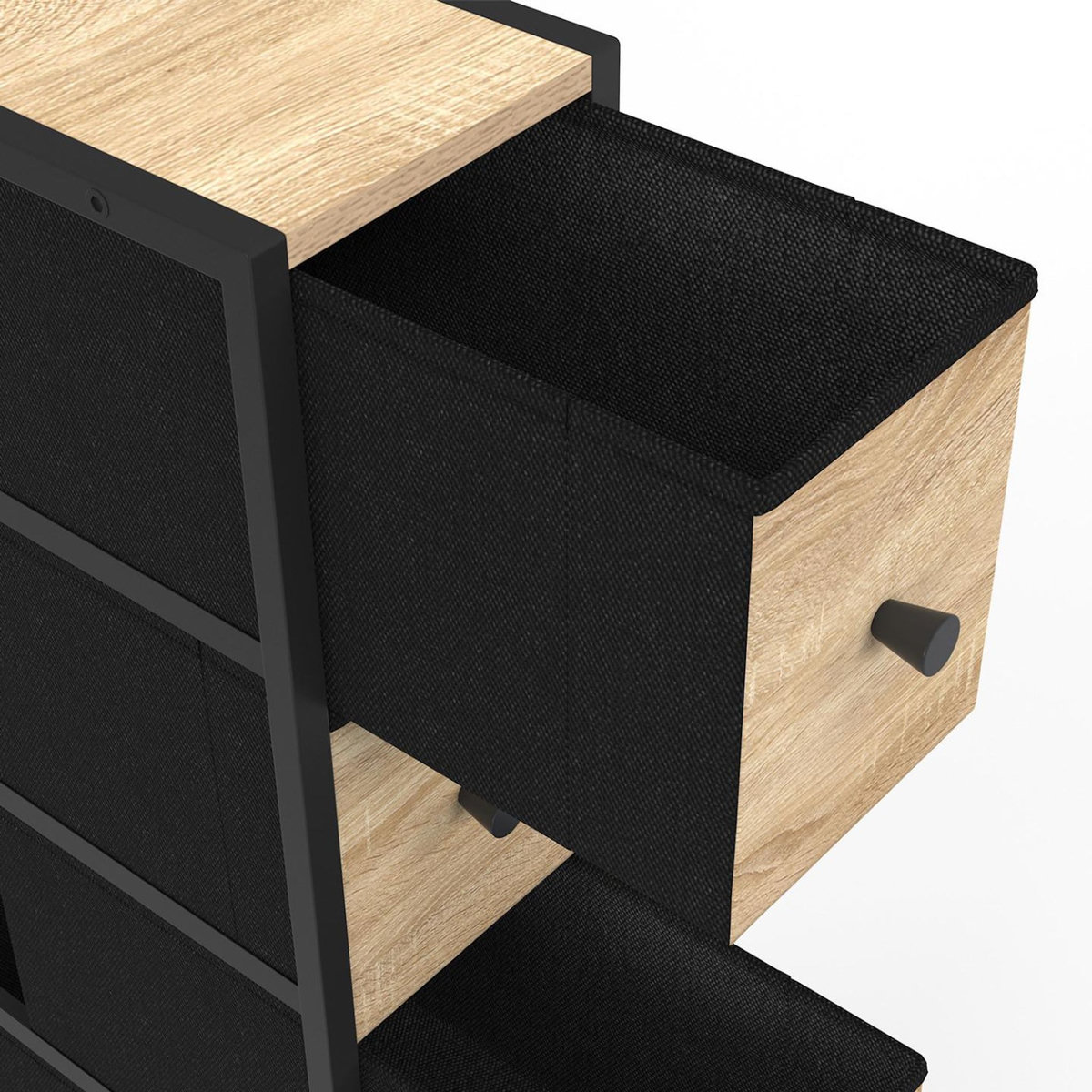 ID MARKET Tour de rangement 4 tiroirs UTAH sur roulettes colonne gain de place design industriel