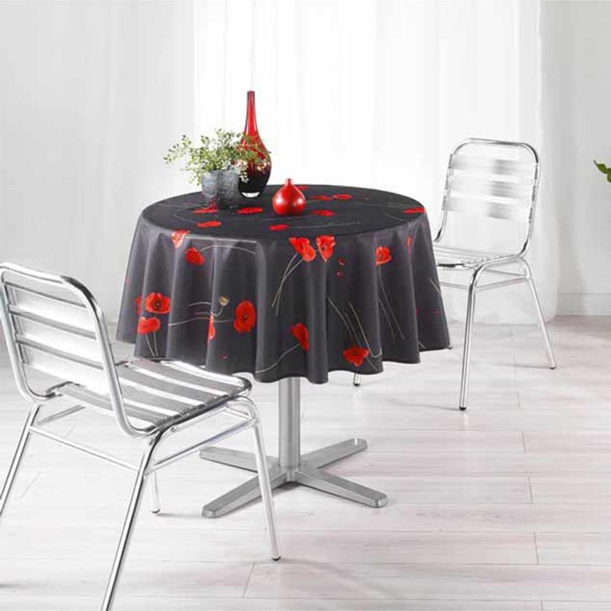 Douceur d'Intérieur Nappe Polyester 180cm Amapola Anthracite
