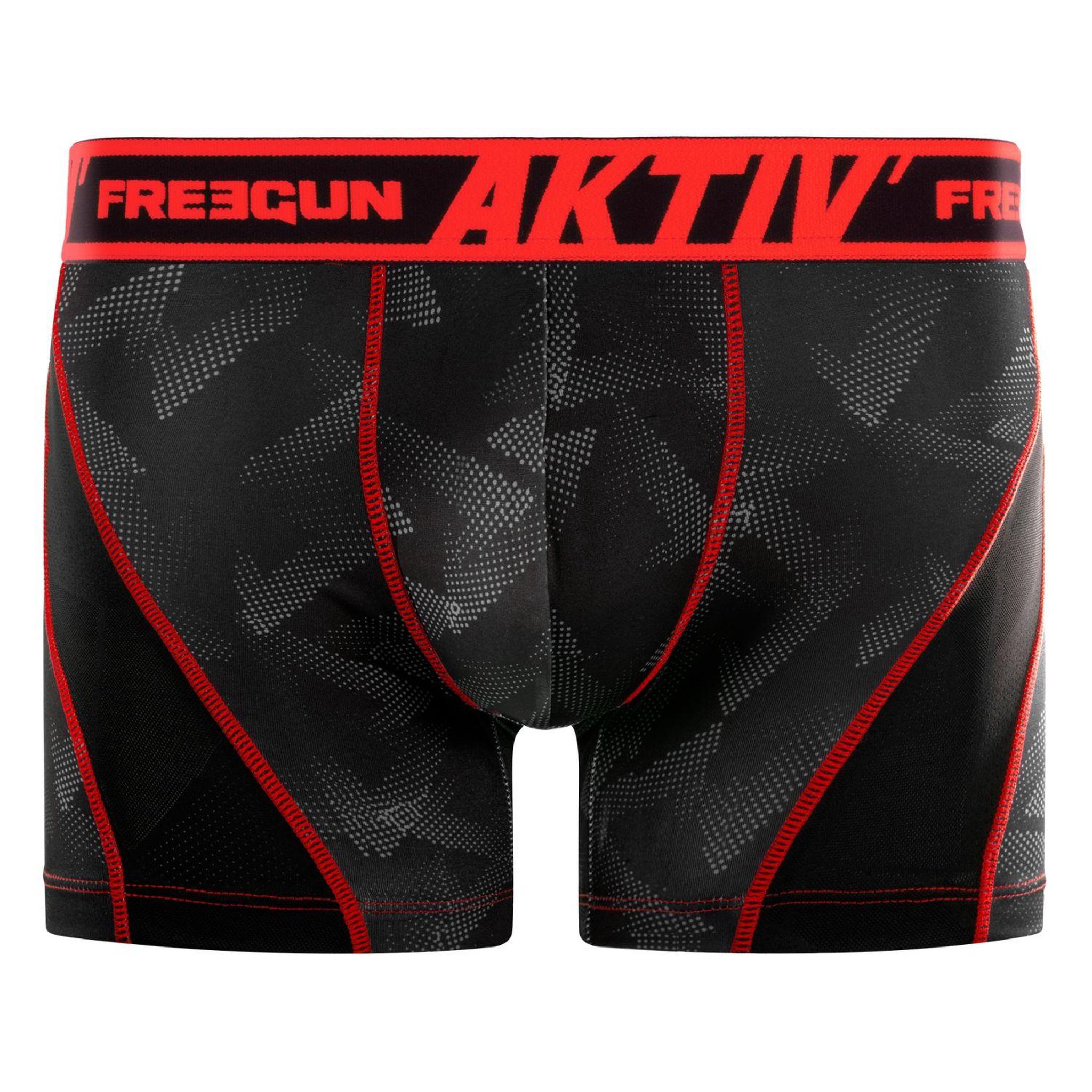 Voir la diapositive 6 : FREEGUN Lot de 4 boxers homme aktiv sport surpiqûres colorées